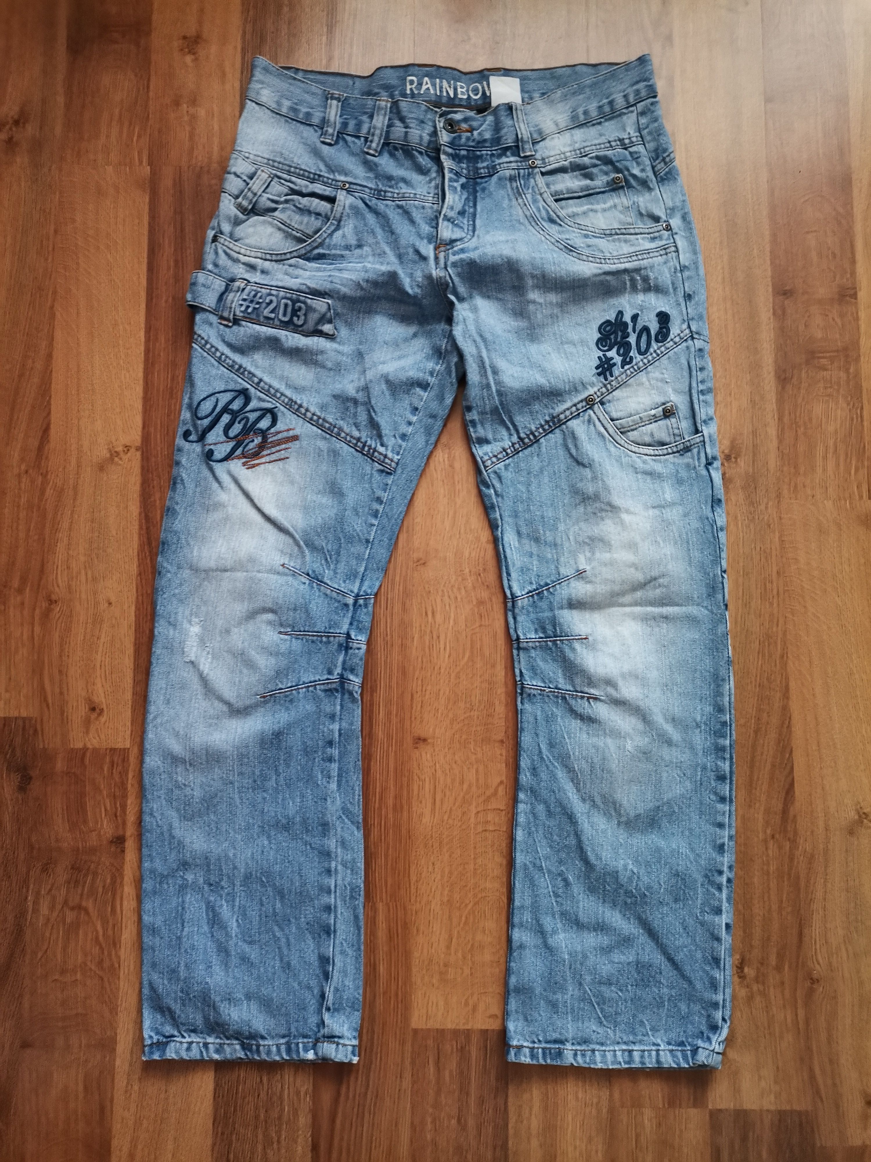 Vintage Rainbow Multipocket Embroidered Jeans