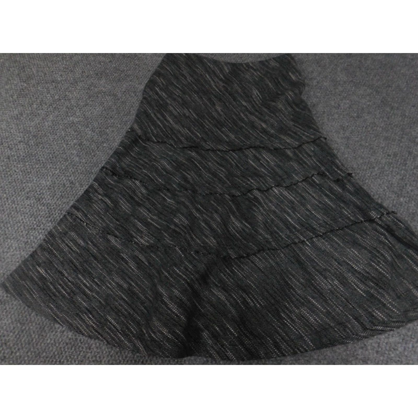 Vintage Ann Trinity Skirt Womens Midi Gray Ruffles A-Line Knit Polyester Zip 4 Size 27" / US 4 / IT 40 - 6 Thumbnail