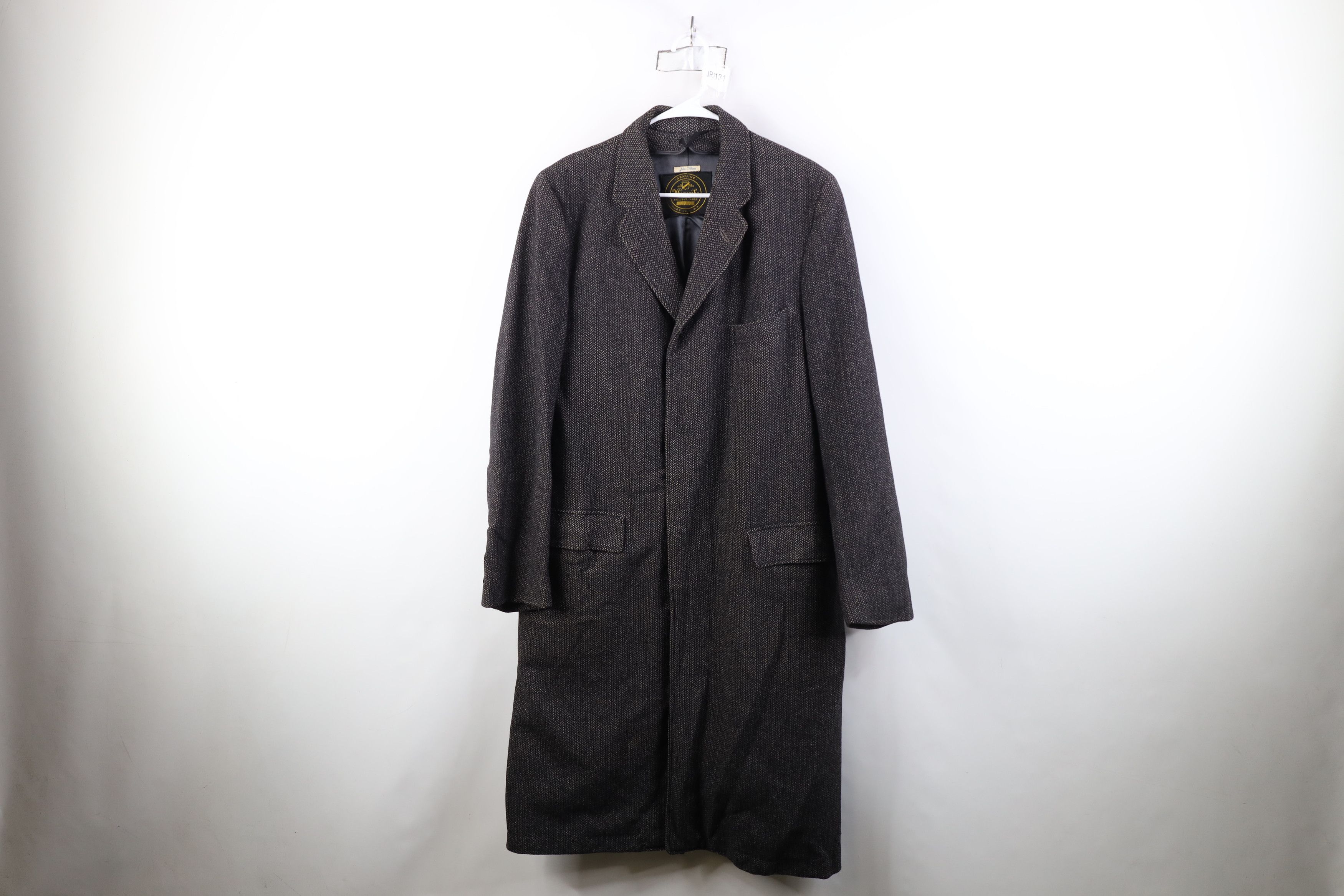 Vintage Vintage 50s Rockabilly Herringbone Bespoke Overcoat Jacket Size US XXL / EU 58 / 5 - 1 Thumbnail