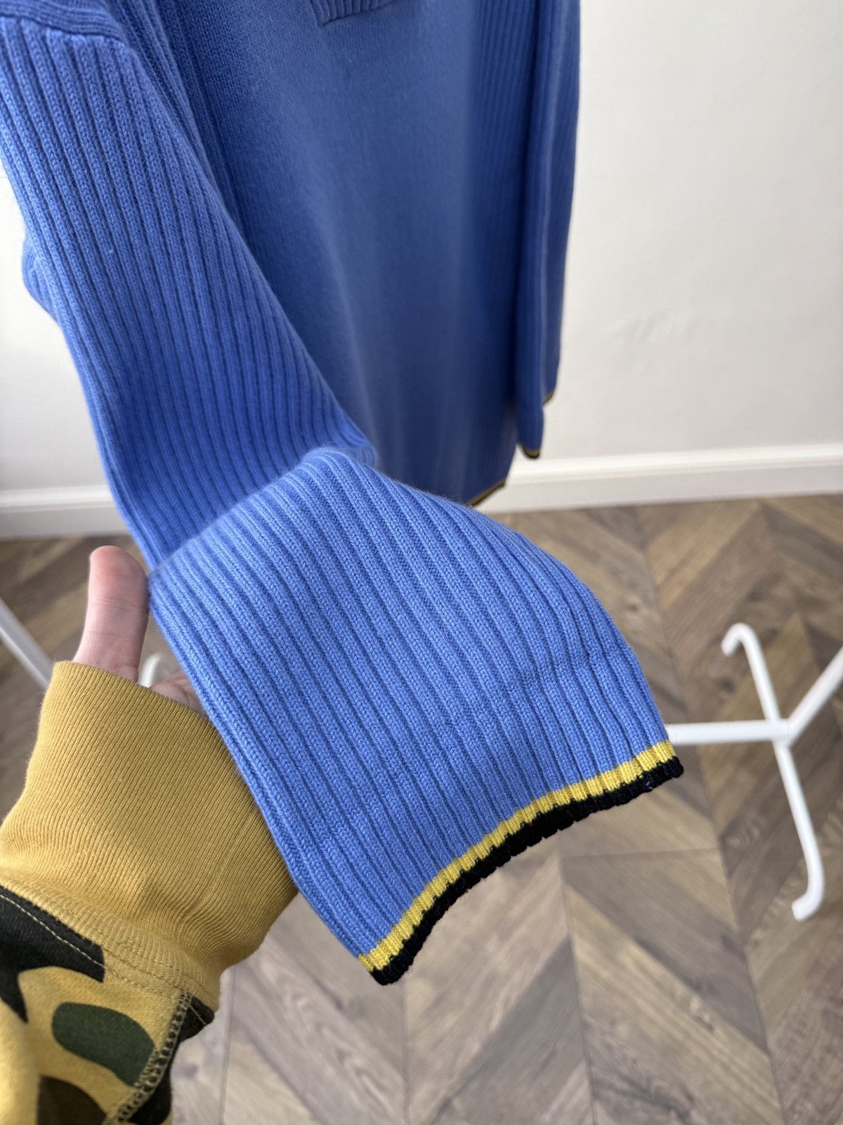 Escada Vintage ESCADA Blue Ribbed Knit Sweater Polo Collar Women Size M / US 6-8 / IT 42-44 - 8 Thumbnail