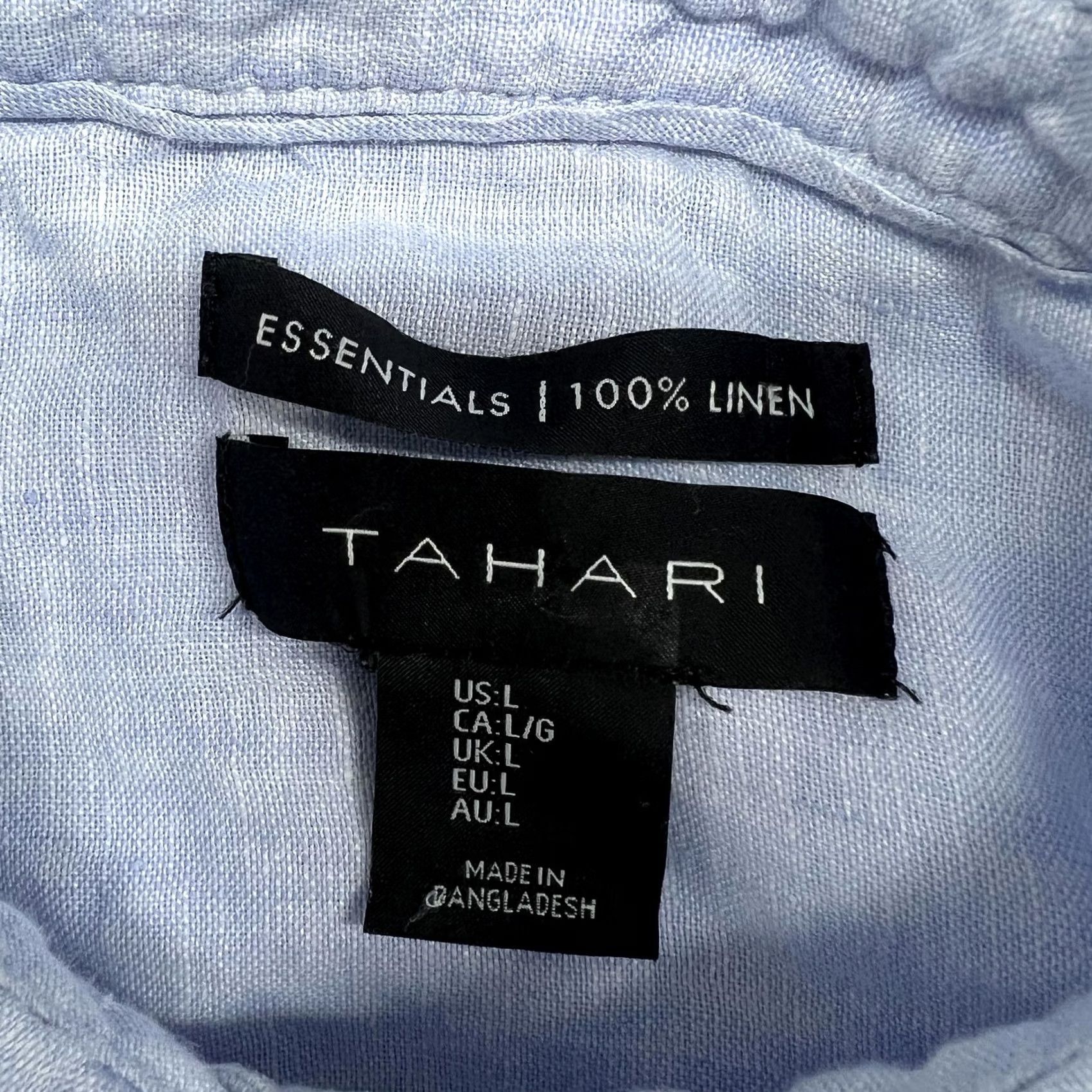 Vintage Tahari Womens L Blue Linen Button Front Tunic Shirt Roll Tab Sleeve Size L / US 10 / IT 46 - 3 Thumbnail