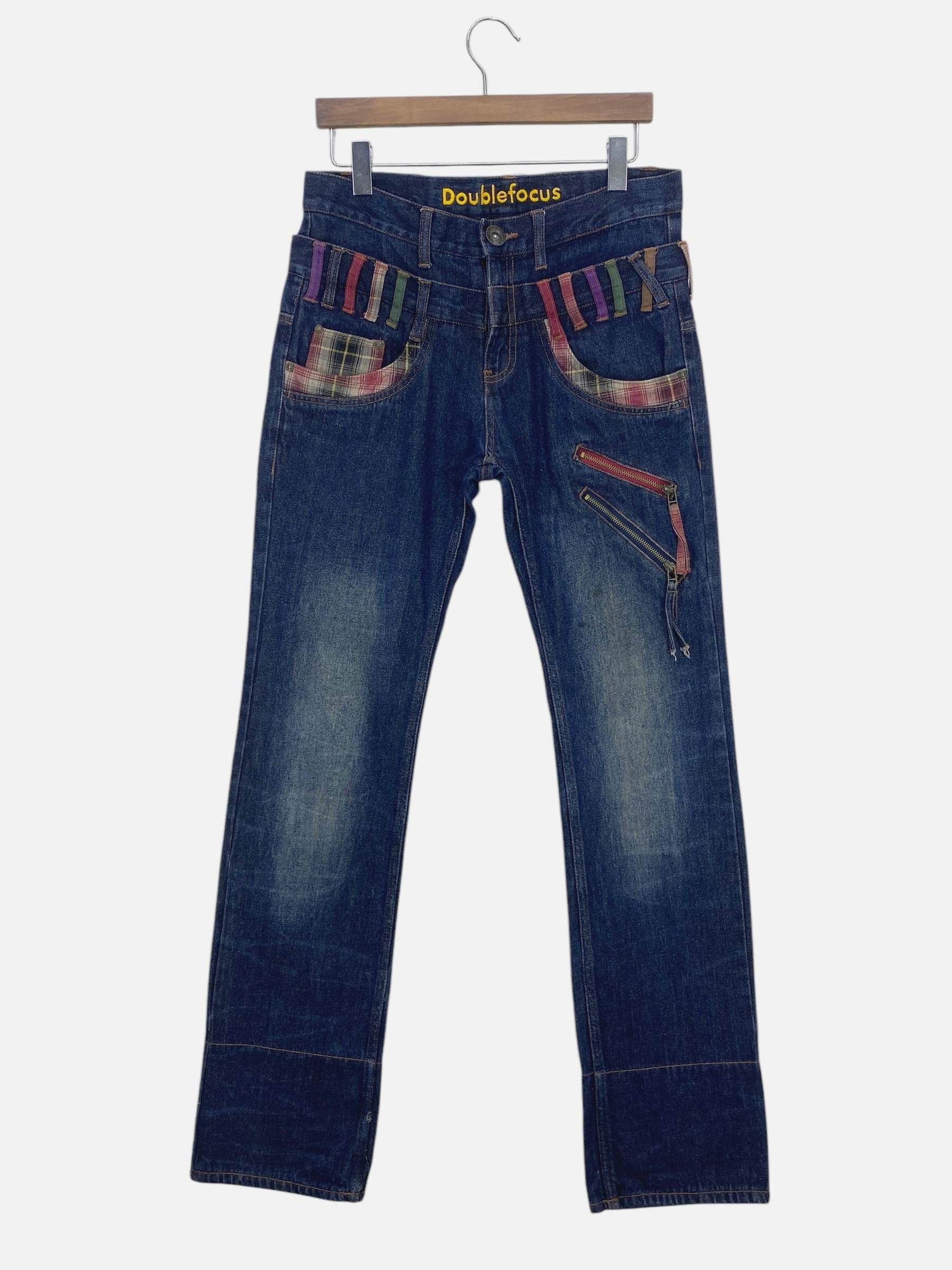 Japanese Brand Double Focus Double Waist Light Wash Denim Size US 31 - 2 Thumbnail