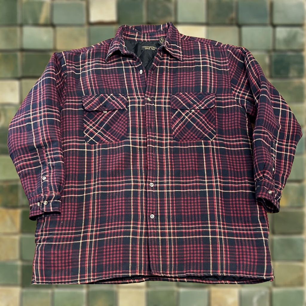 Vintage VINTAGE Chesterfield Shirt Jacket Quilted Insulated Red Plaid XL Size US XL / EU 56 / 4 - 1 Thumbnail