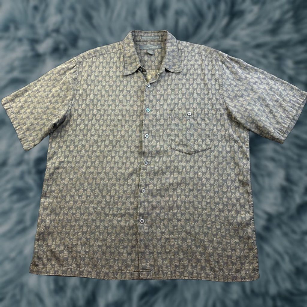 Tori Richard Tori Richard Shirt XL Mens Gray Beige Pineapple Button Up Hawaiian Size US XL / EU 56 / 4 - 1 Thumbnail