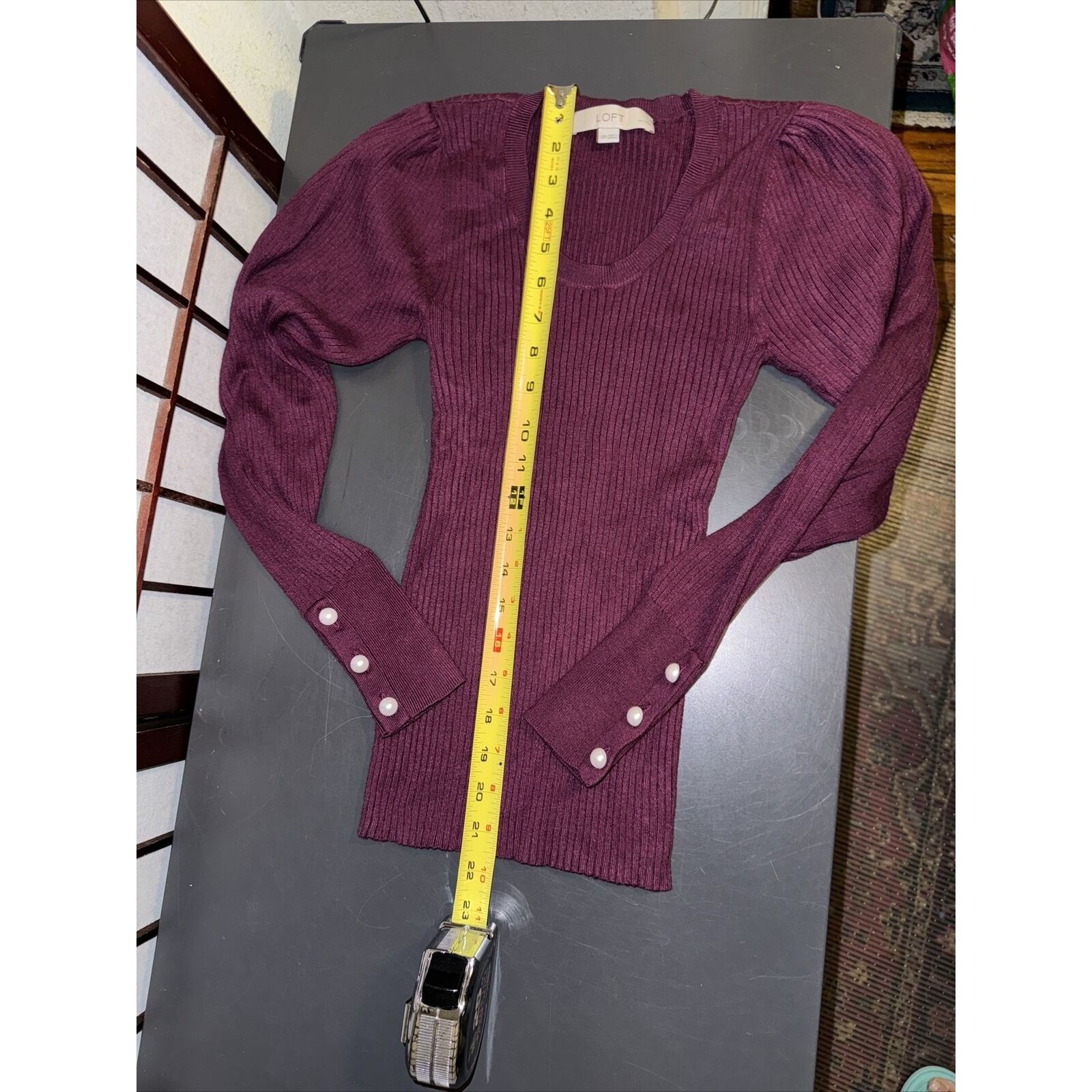 Ann Taylor Ann Taylor LOFT Ribbed Top XS/PETITES Soft Stretch Modal Ble Size XS / US 0-2 / IT 36-38 - 12 Thumbnail