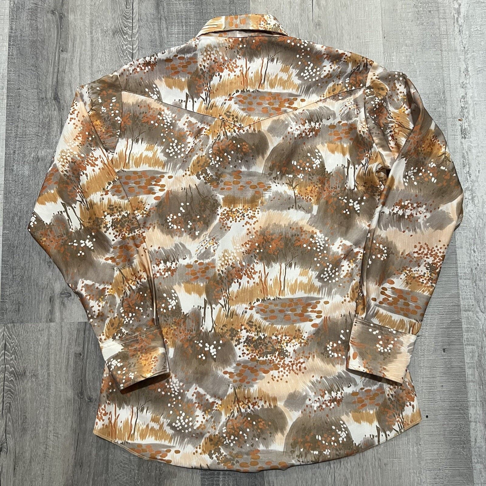 Vintage VTG 70s/80s Orange Polyester Abstract Disco Pearl Snap Shirt Size US L / EU 52-54 / 3 - 2 Thumbnail
