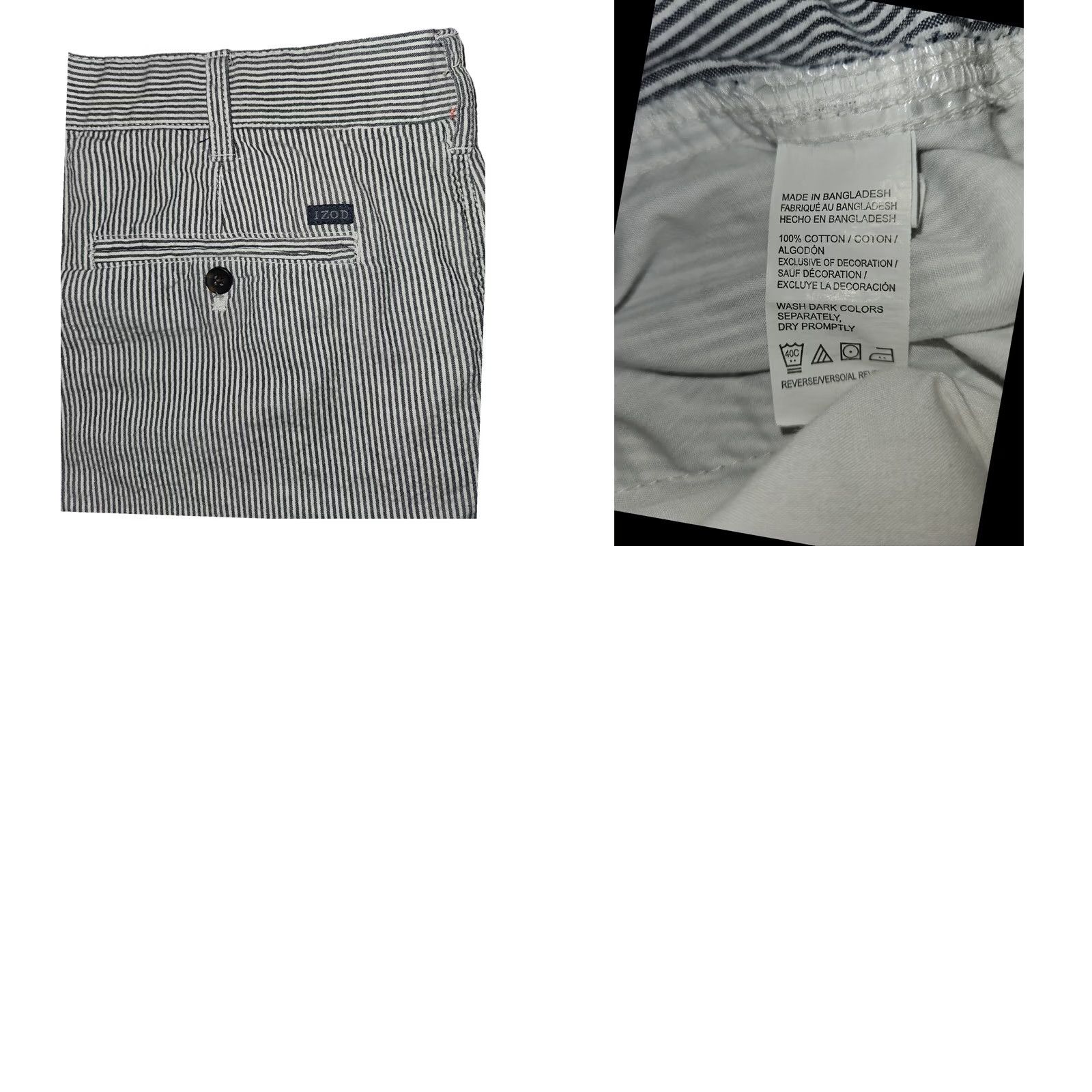 Izod IZOD Chino Shorts Mens 38 Blue White Striped Slash Pockets Casual Golf Size US 38 / EU 54 - 8 Thumbnail