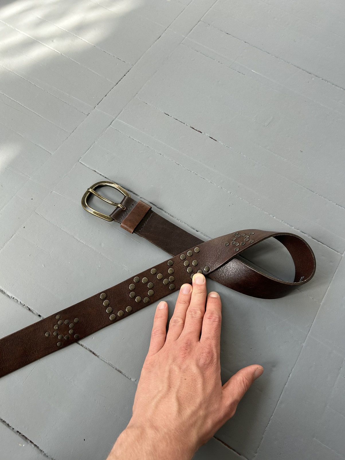 Leather Leather belt vintage Size ONE SIZE - 4 Thumbnail