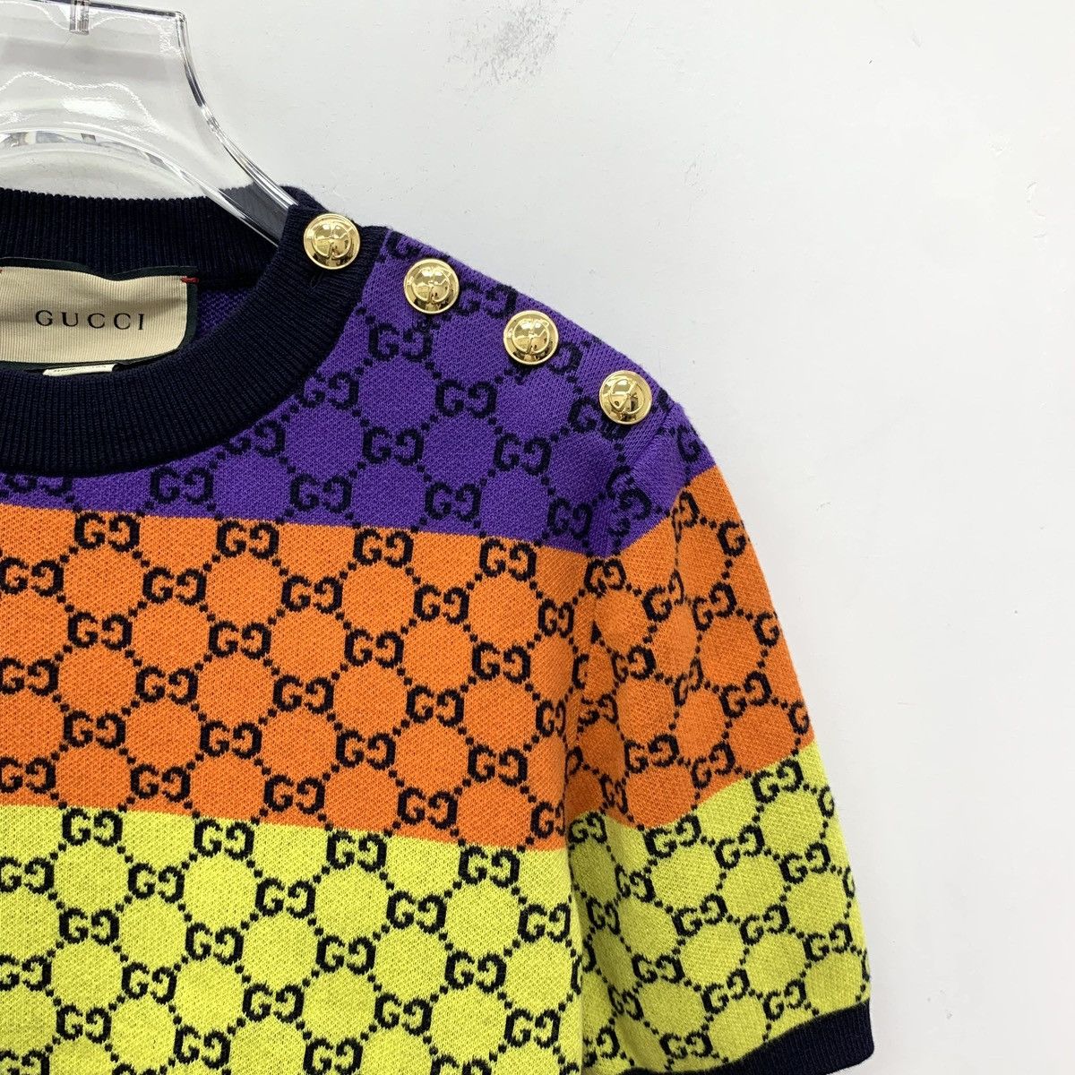 Gucci Gucci All-over Print Short Sleeve Knit Top K26WX Size S / US 4 / IT 40 - 3 Thumbnail