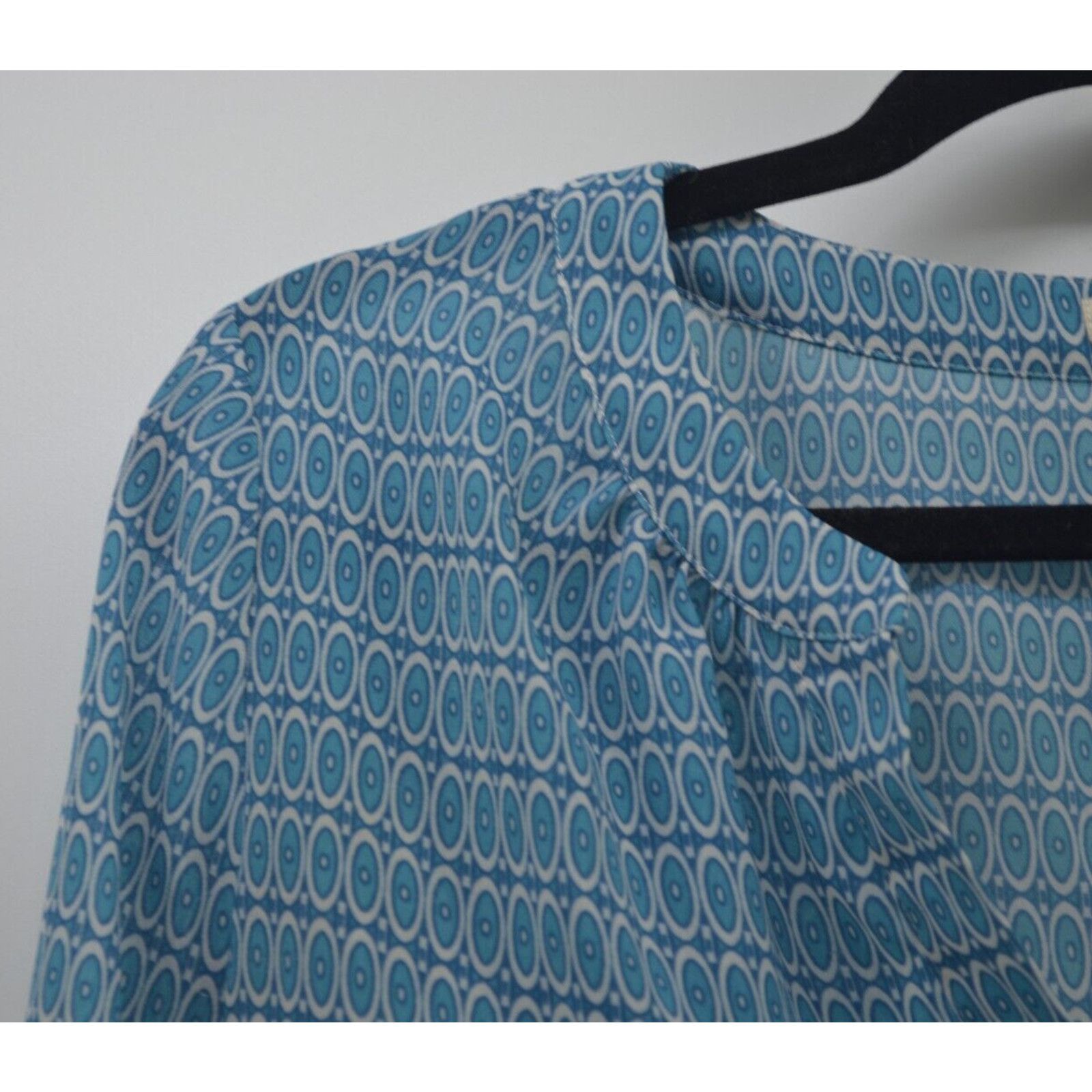Other Caslon Women's sheer Blouse Size Medium Blue Circles Prints Size M / US 6-8 / IT 42-44 - 3 Thumbnail