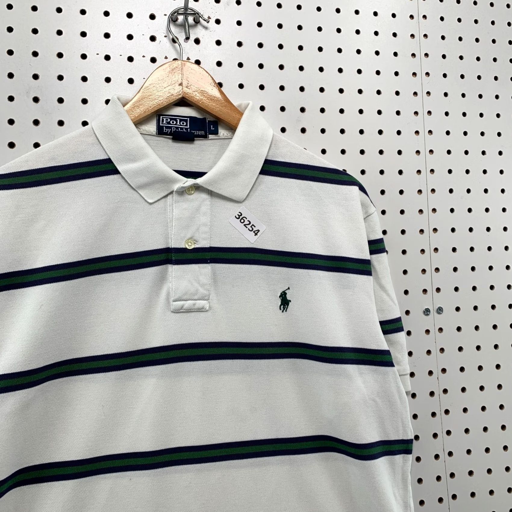 Polo Ralph Lauren VINTAGE Polo Ralph Lauren Collared Shirt Mens Large White Blue Striped Preppy 22.5x29.5 Size US L / EU 52-54 / 3 - 7 Thumbnail
