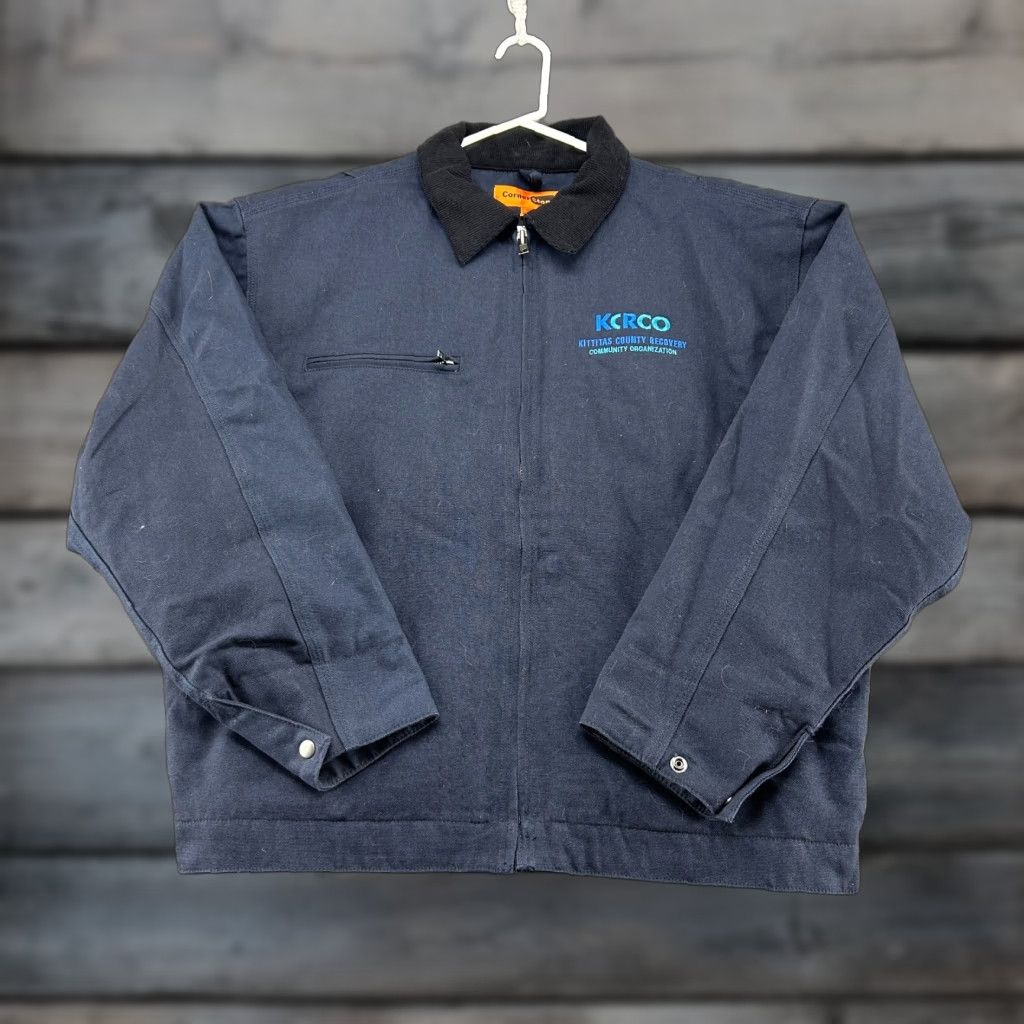 Vintage Corner Stone Jacket Mens XL Blue Navy Canvas Quilted Lined Workwear Bomber Jacket 90s Winter Regular Mens Size US XL / EU 56 / 4 - 1 Thumbnail