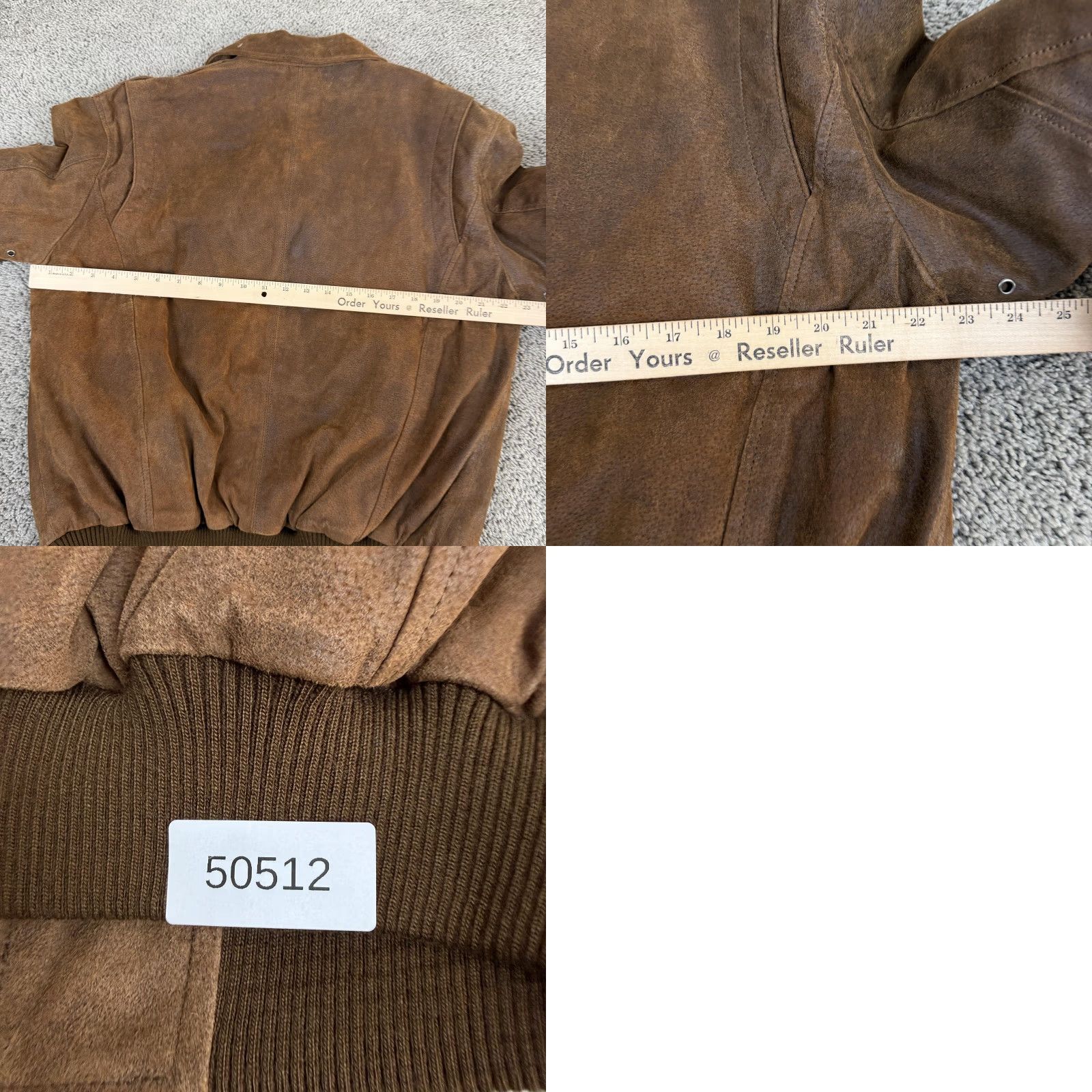 Vintage FLAVOR Jacket Mens Medium Brown Leather Bomber USA Flag Lined Full Zip Ribbed Size US M / EU 48-50 / 2 - 10 Thumbnail