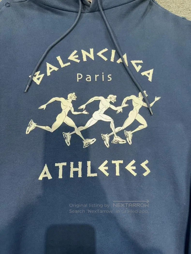 Balenciaga Balenciaga Blue Destroyed Marathon Hoodie Size US XS / EU 42 / 0 - 3 Thumbnail