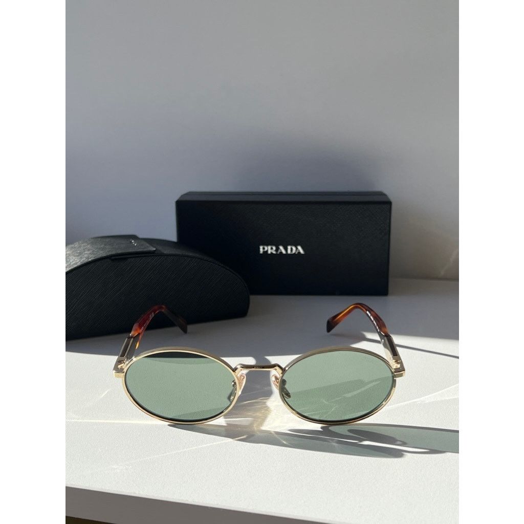 Prada NEW Prada PR65ZS Oval Sunglasses in Gold Green Size ONE SIZE - 5 Thumbnail
