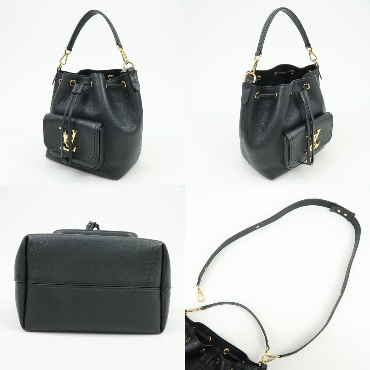 Louis Vuitton Louis Vuitton Lockme Bucket NV Calfskin Bucket Bag Black Size ONE SIZE - 3 Thumbnail