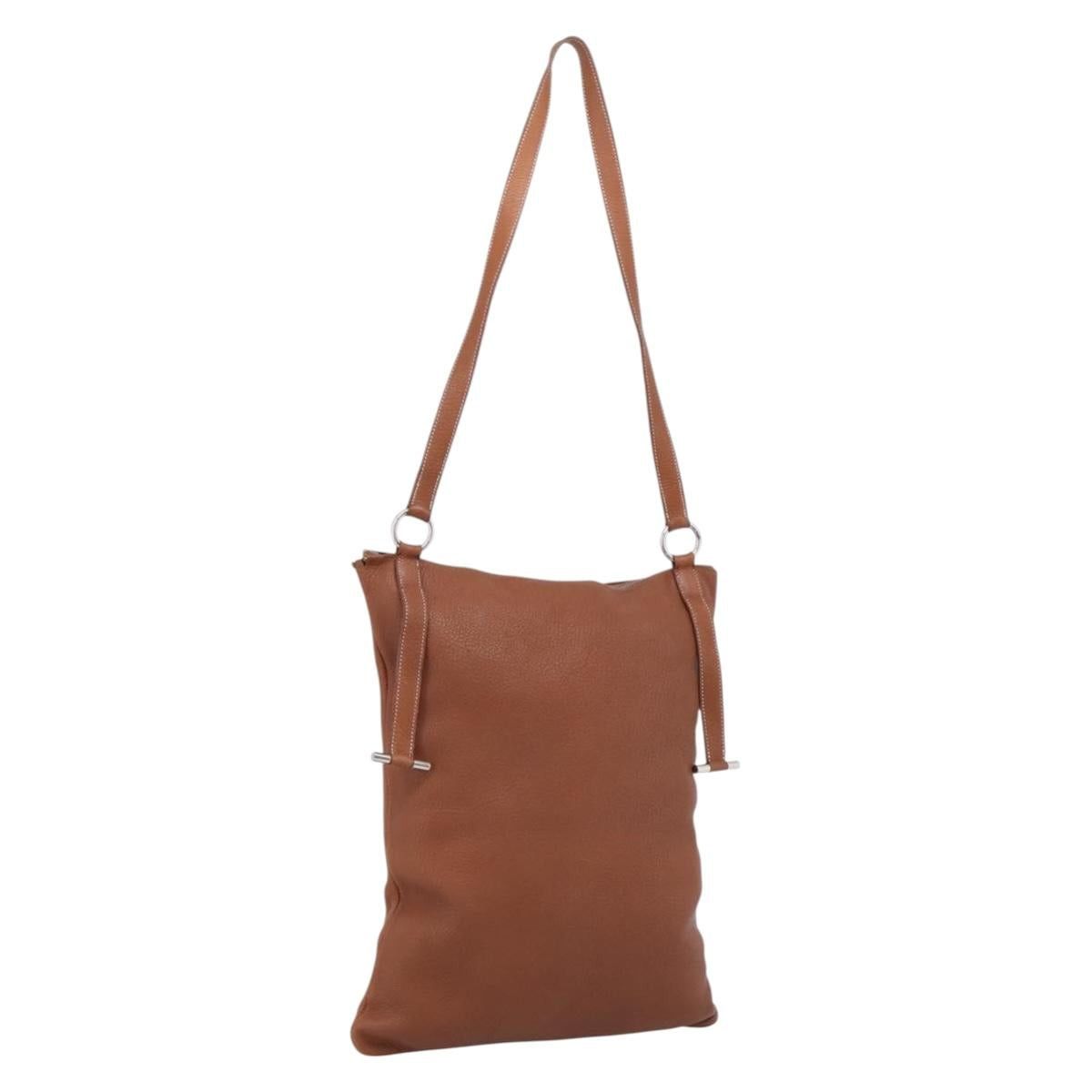 Hermes Shoulder Bag Leather Brown Silver Auth Bs37078 -, Women's