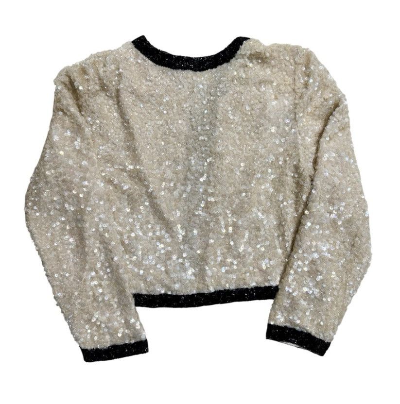 Other VTG Scarlet Rage Sequin Cropped Jacket Ivory Black Bolero Size M / US 6-8 / IT 42-44 - 3 Thumbnail