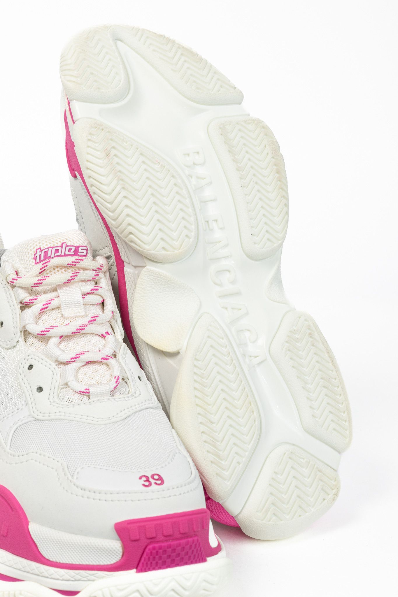 Balenciaga Balenciaga Triple S White Fluo Pink Chunky Low-Top Sneakers Size US 8.5 / IT 38.5 - 5 Thumbnail