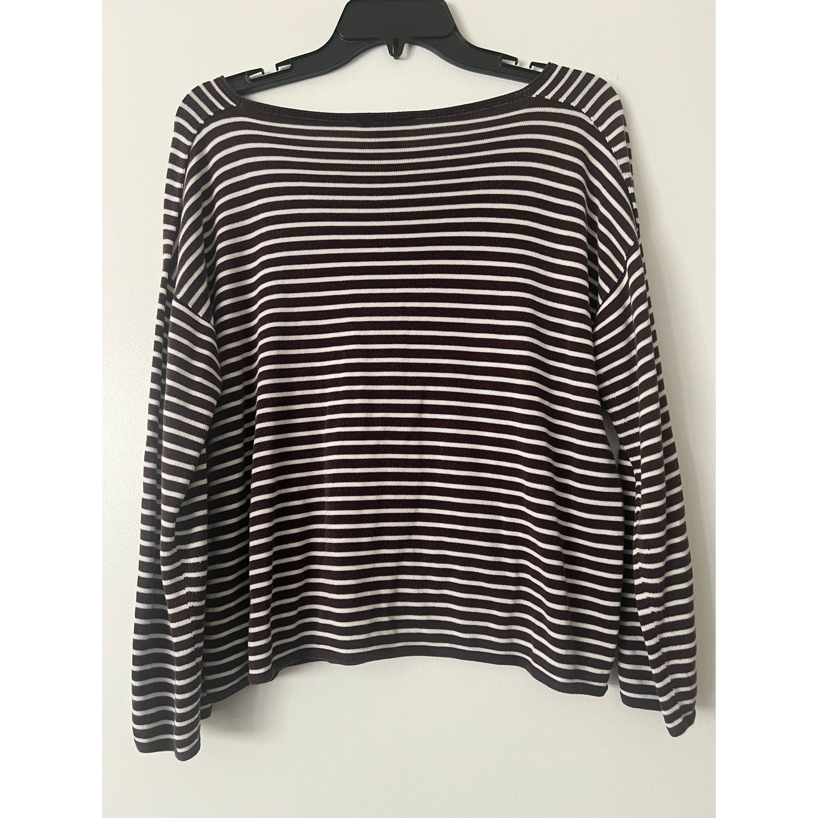 Eileen Fisher Eileen Fisher Bateau-Neck Brown White Stripe Sweater Sz M Size M / US 6-8 / IT 42-44 - 8 Thumbnail
