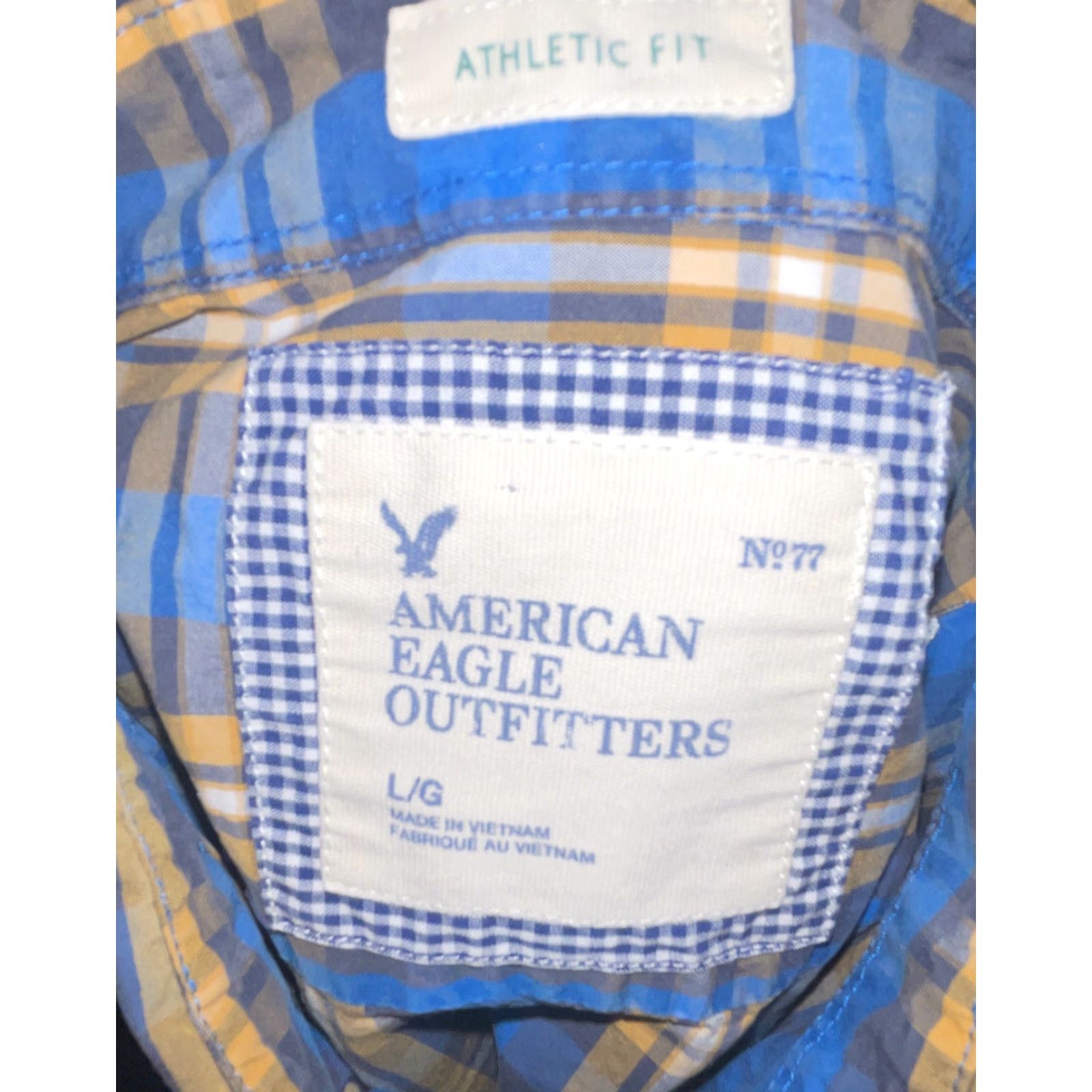 American Eagle Outfitters VINTAGE American Eagle Shirt Athletic Fit Large Blue Yellow Button Up Long Sleeve Mens Size US L / EU 52-54 / 3 - 2 Thumbnail
