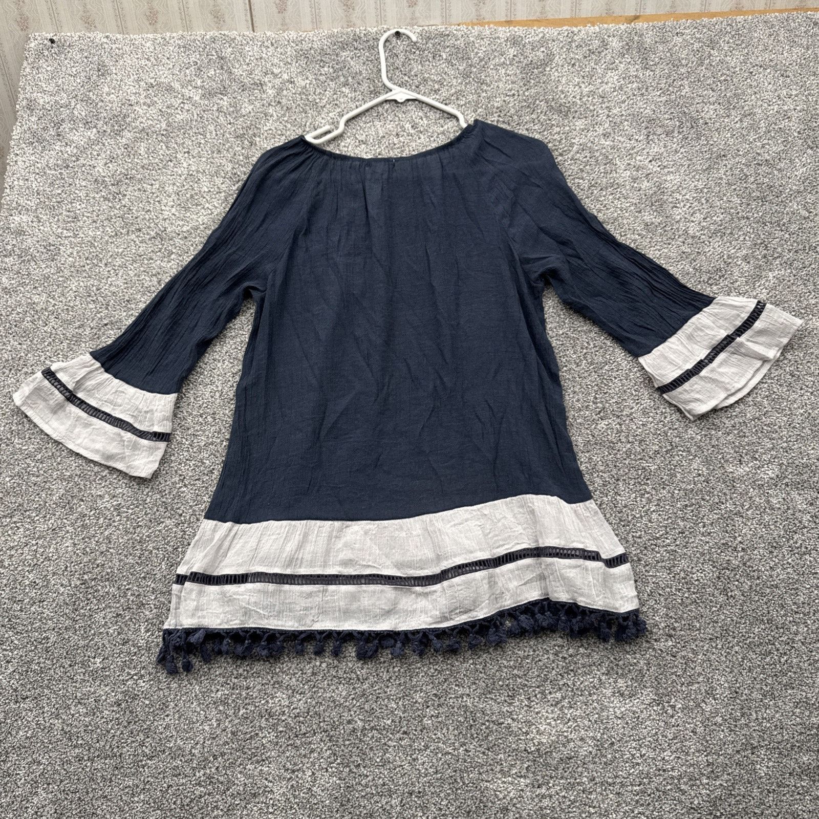 Other Indigo Soul Tunic Top Women M Boho Peasant Tassel Trim Chic Size M / US 6-8 / IT 42-44 - 8 Thumbnail