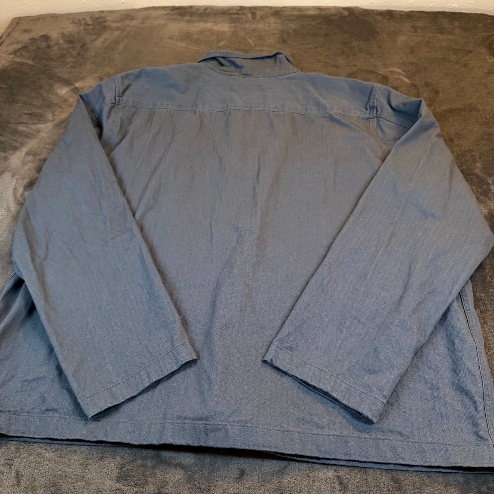 Old Navy Old Navy Shacket Jacket Mens XXL 2XL Herringbone Blue Grey Twill Snap Front Pockets Casual Workwear Size US XXL / EU 58 / 5 - 4 Thumbnail