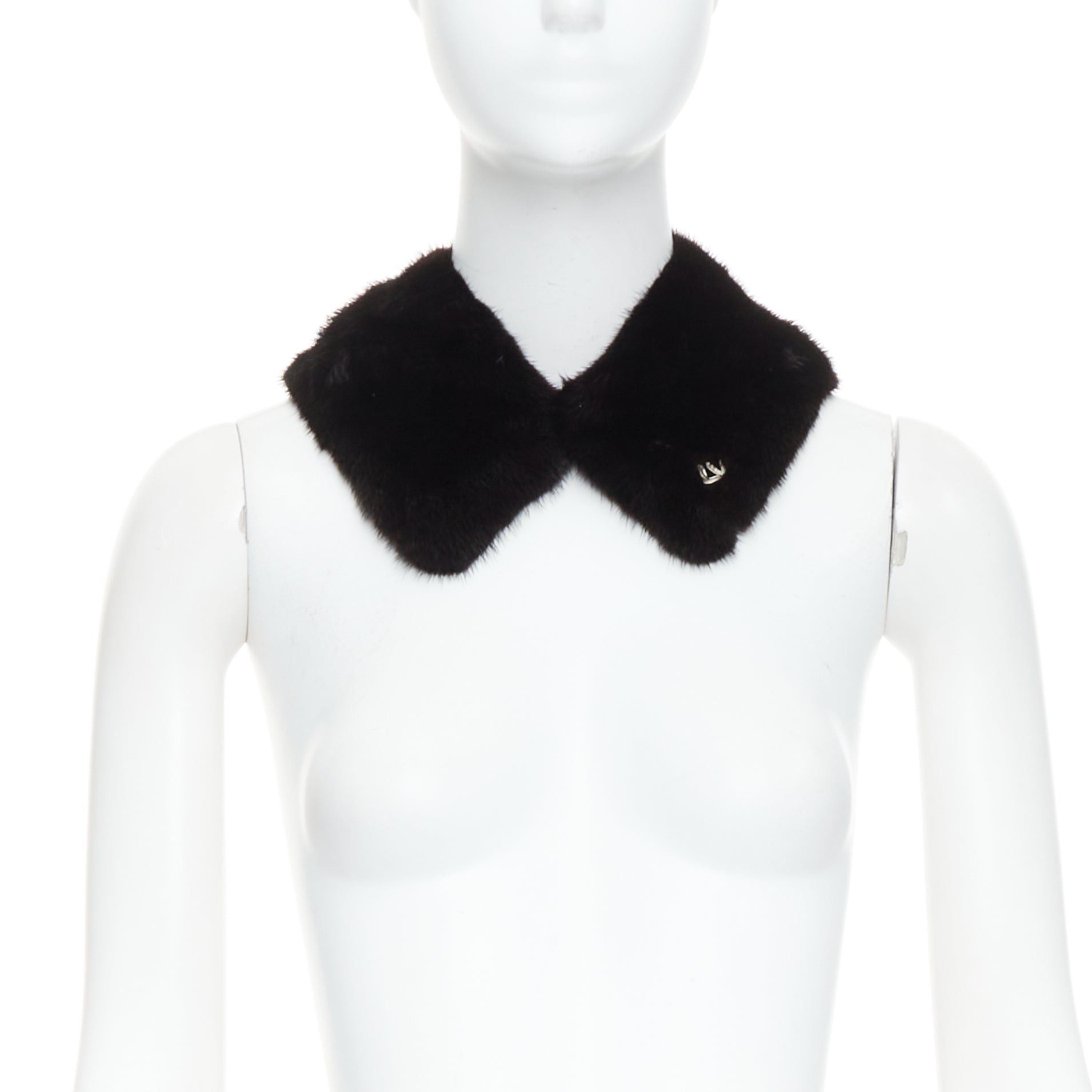 Louis Vuitton LOUIS VUITTON 2019 brown mink fur LV logo leather silk lined collar scarf Size ONE SIZE - 1 Thumbnail