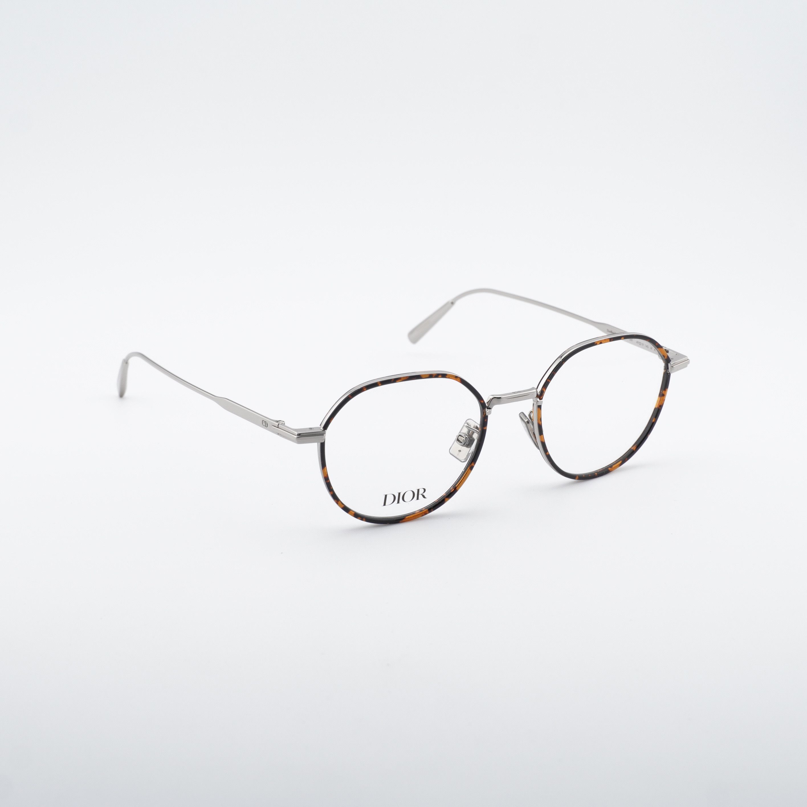 Dior Dior DIORBLACKSUITO R3U F500 Eyeglasses Silver 49mm Round Size ONE SIZE - 7 Thumbnail