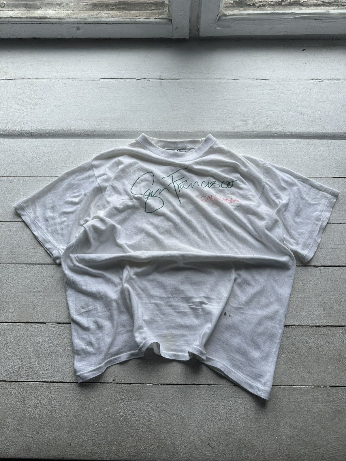 Vintage 🚨Vtg 90s San Francisco single stitch T Made in USA distress Size US XL / EU 56 / 4 - 1 Thumbnail
