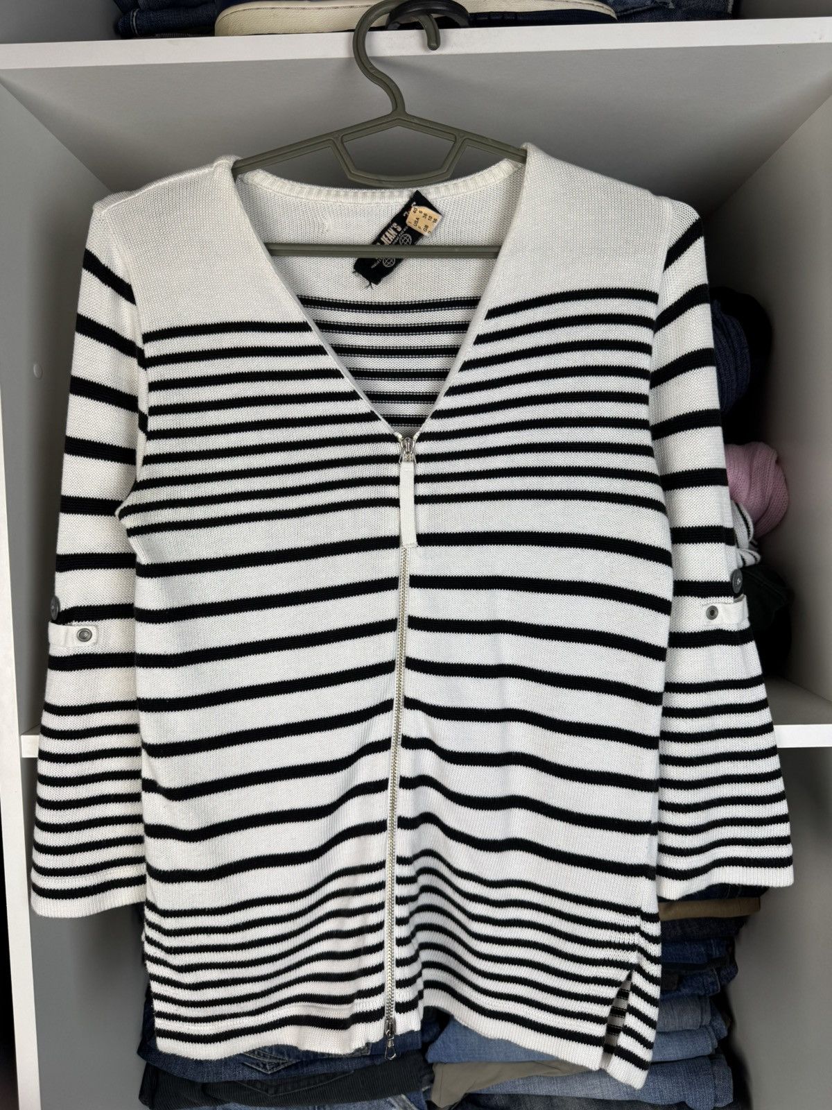 Jean Paul Gaultier Jean Paul Gaultier JPG Jeans Striped Zip-Up Cardigan Sweater Size S / US 4 / IT 40 - 1 Thumbnail