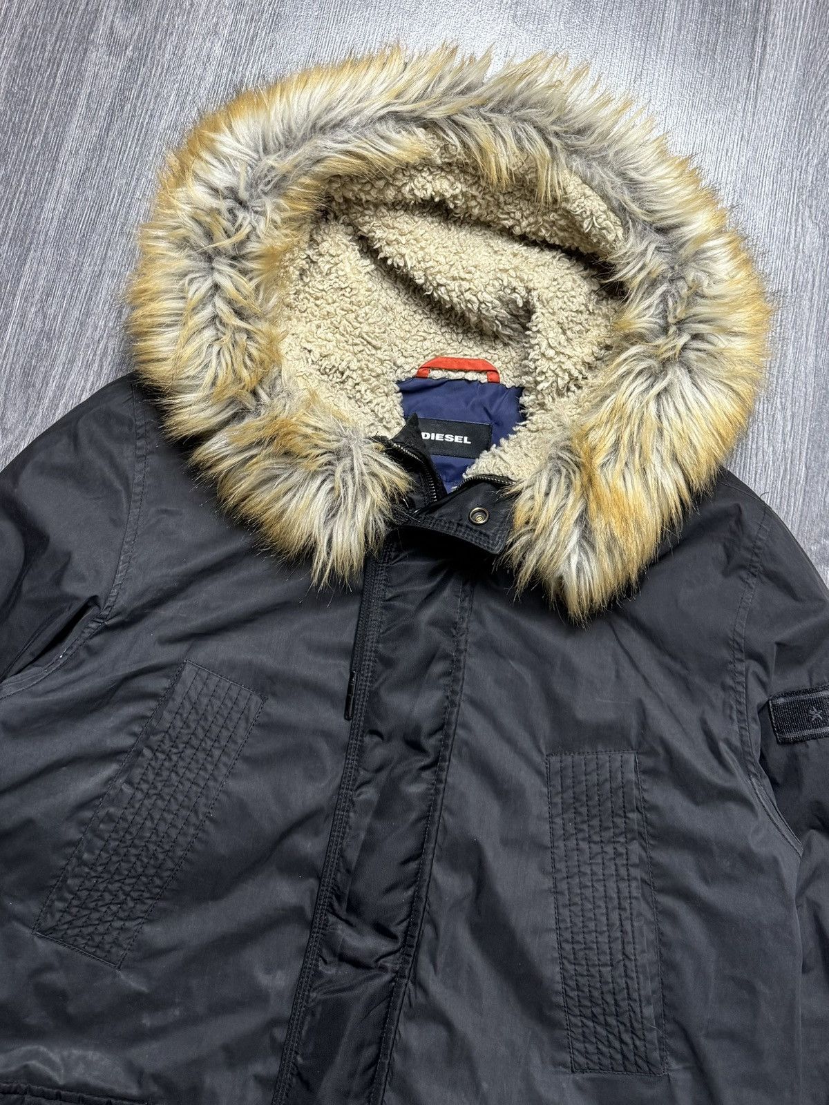Diesel × Vintage Diesel Zip Fur Hoodie Parka Ifsixwasnine Lgb Style Size US L / EU 52-54 / 3 - 5 Thumbnail