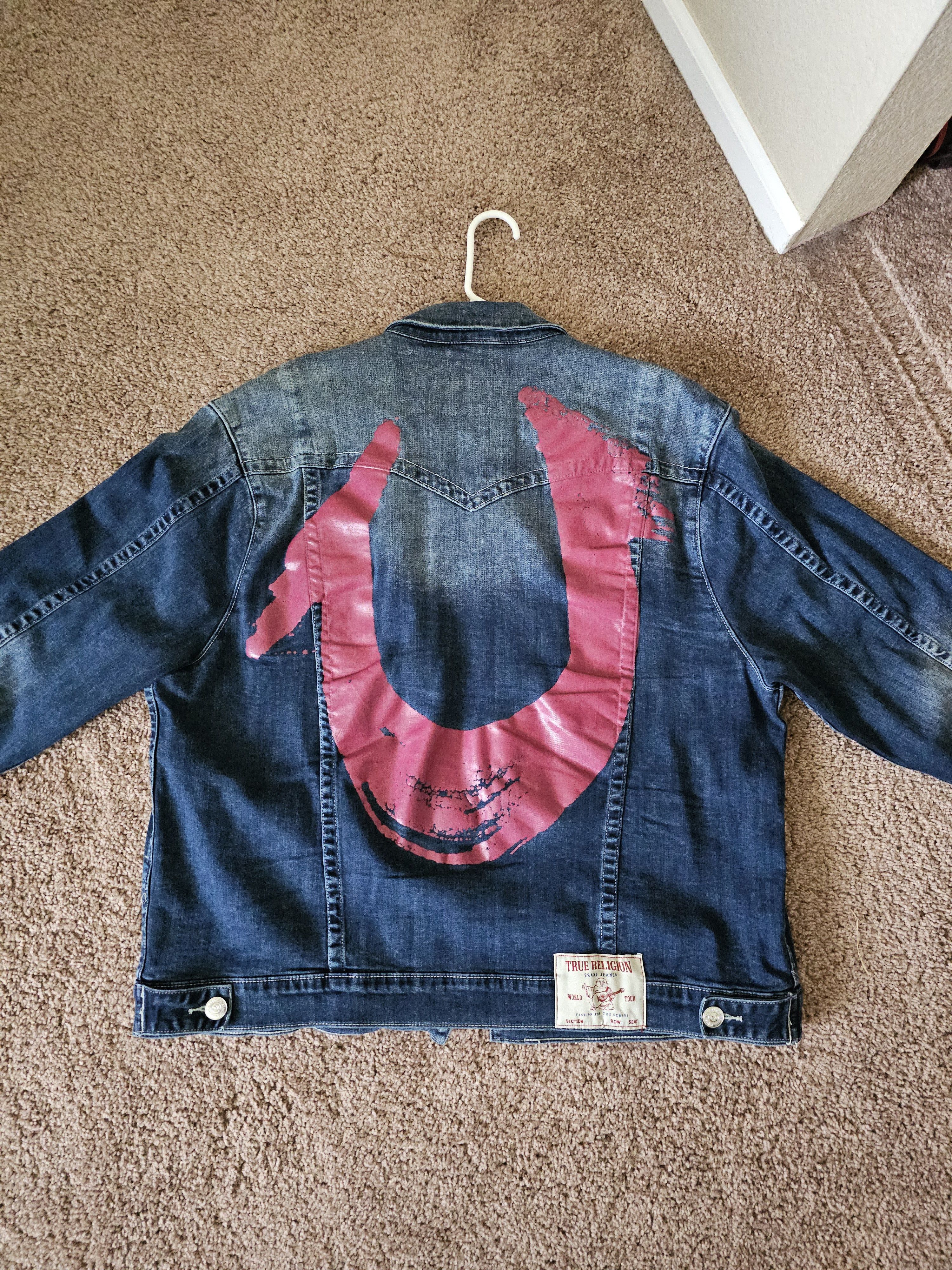 True Religion Red Horseshoe Blue Denim Jacket Size US XXL / EU 58 / 5 - 2 Thumbnail