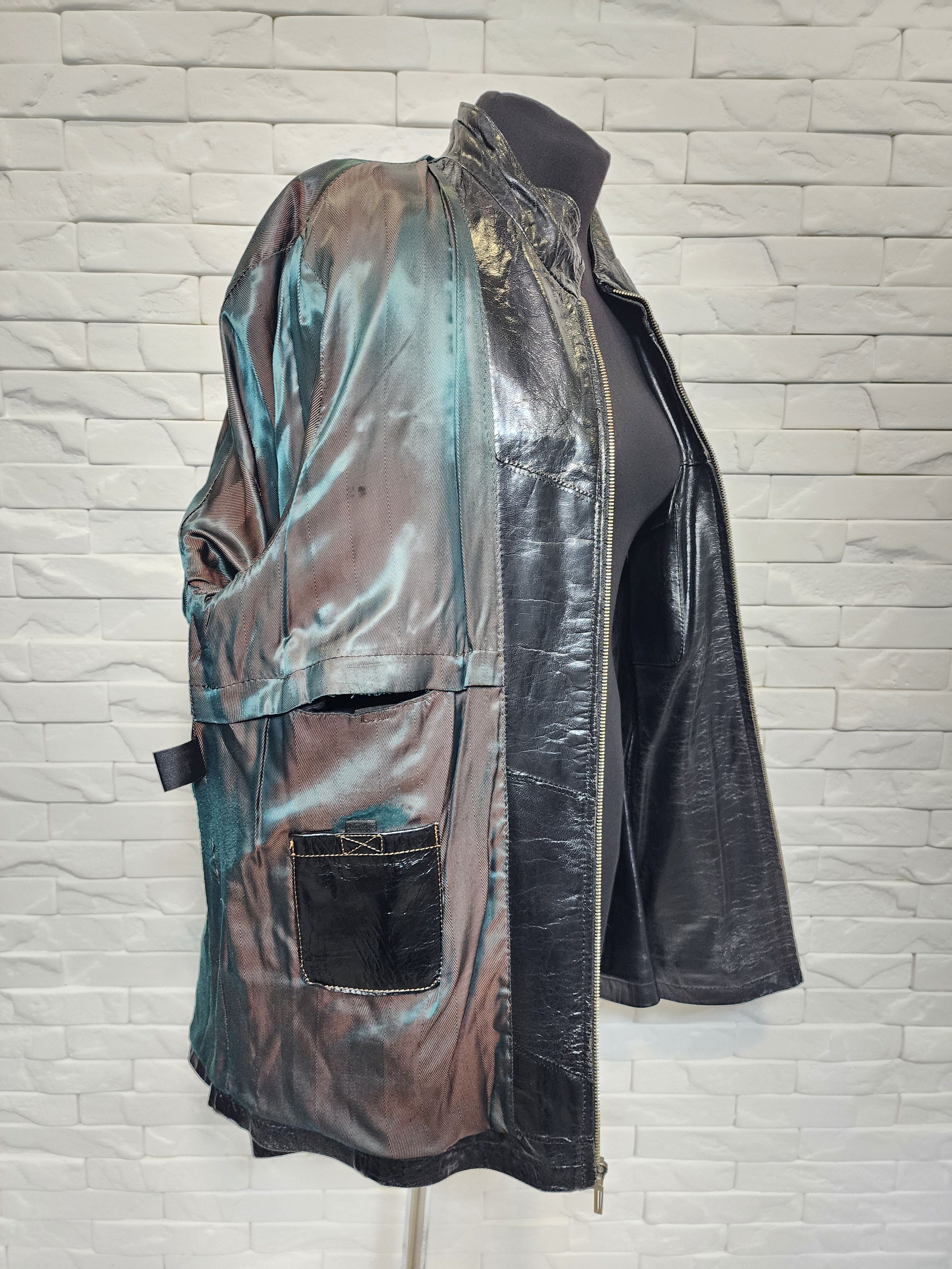 Genuine Leather Men's Black Genuine Leather Jacket: Zippered Pockets Size US XL / EU 56 / 4 - 9 Thumbnail