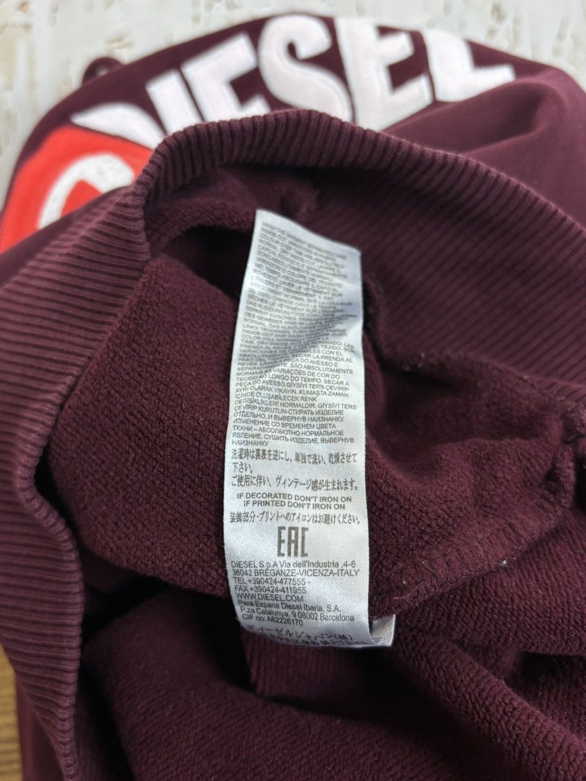 Diesel Diesel Denim Division Big Logo Burgundy Hoodie Size L Size US L / EU 52-54 / 3 - 9 Thumbnail