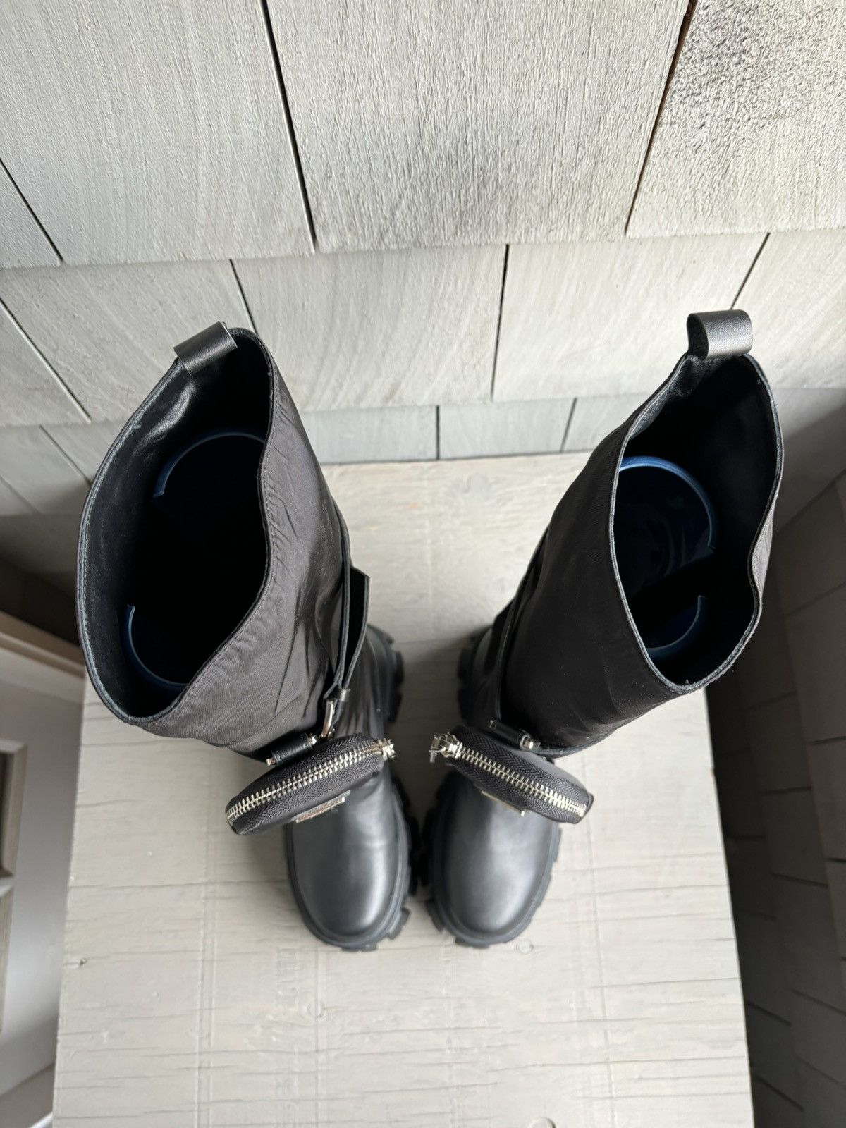 Japanese Brand × Other Tall Combat Boots Prada Monolith Style Military Cargo Leathe Size US 5 / IT 35 - 6 Thumbnail