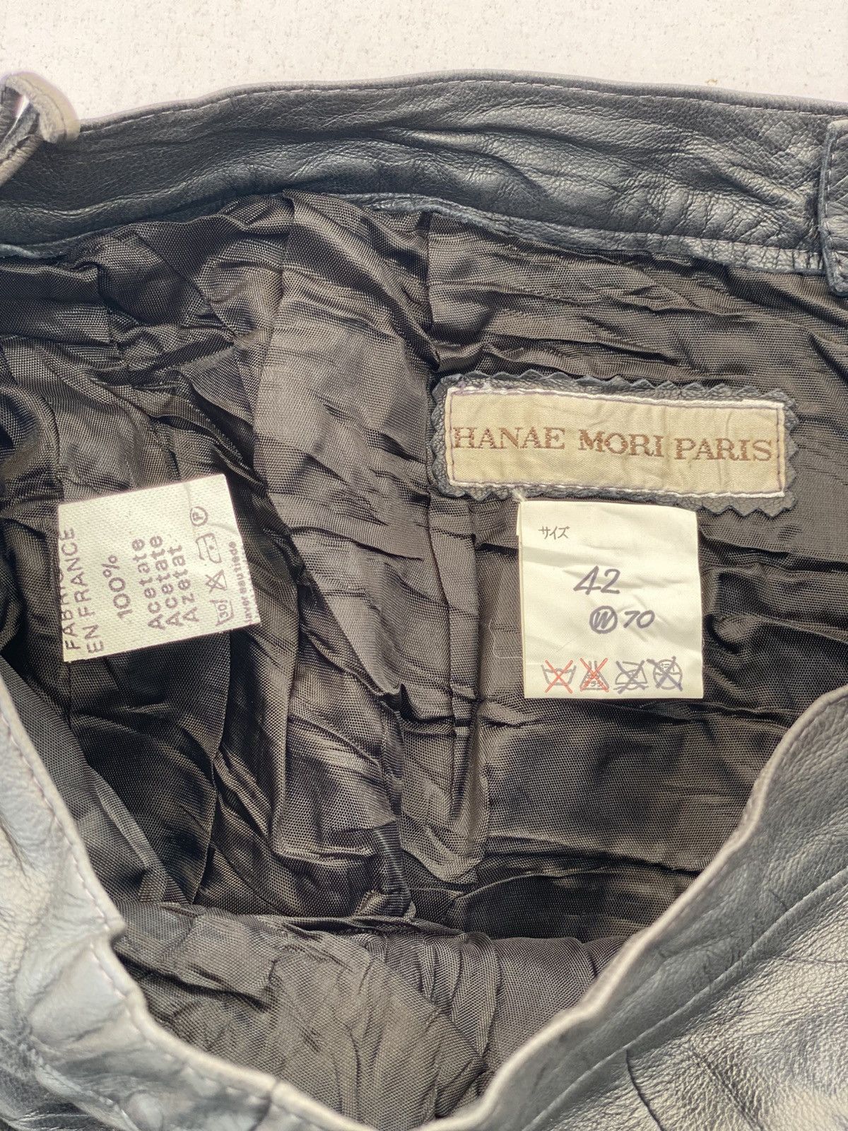 Hanae Mori Vintage 80s Hanae Mori Paris Bright Skirt black leather Size 26" / US 2 / IT 38 - 8 Thumbnail