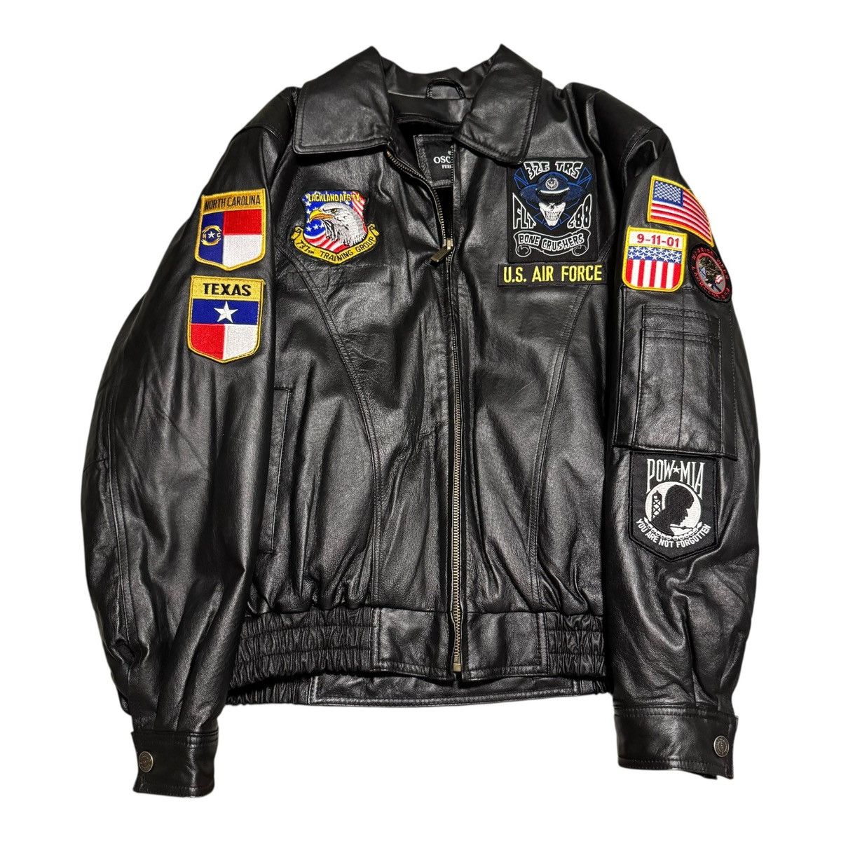 Oscar Piel US Air Force Leather Bomber Jacket Men's Large