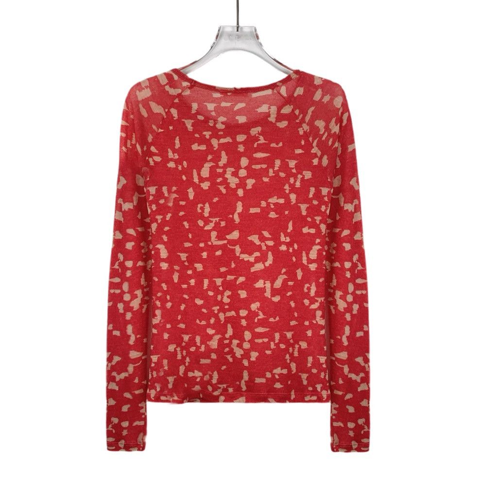 Chloe Chloe Red Printed Wool Crew Neck Long Sleeve T-shirt K26WX Size XS / US 0-2 / IT 36-38 - 2 Thumbnail
