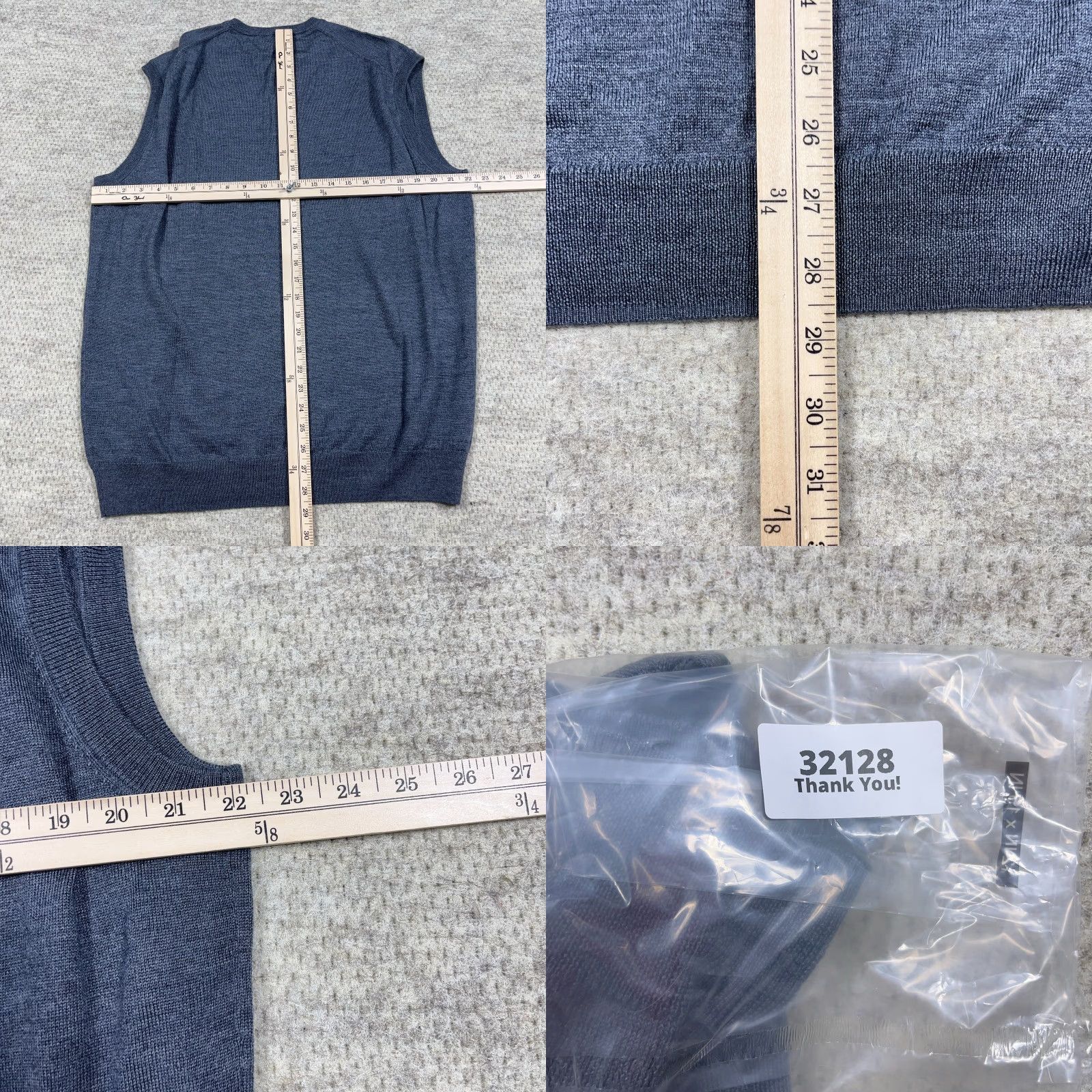 Peter Millar Peter Millar Sweater Vest Men Large Gray Merino Wool Lyocell Bend Knit V Neck Vest Size US L / EU 52-54 / 3 - 8 Thumbnail