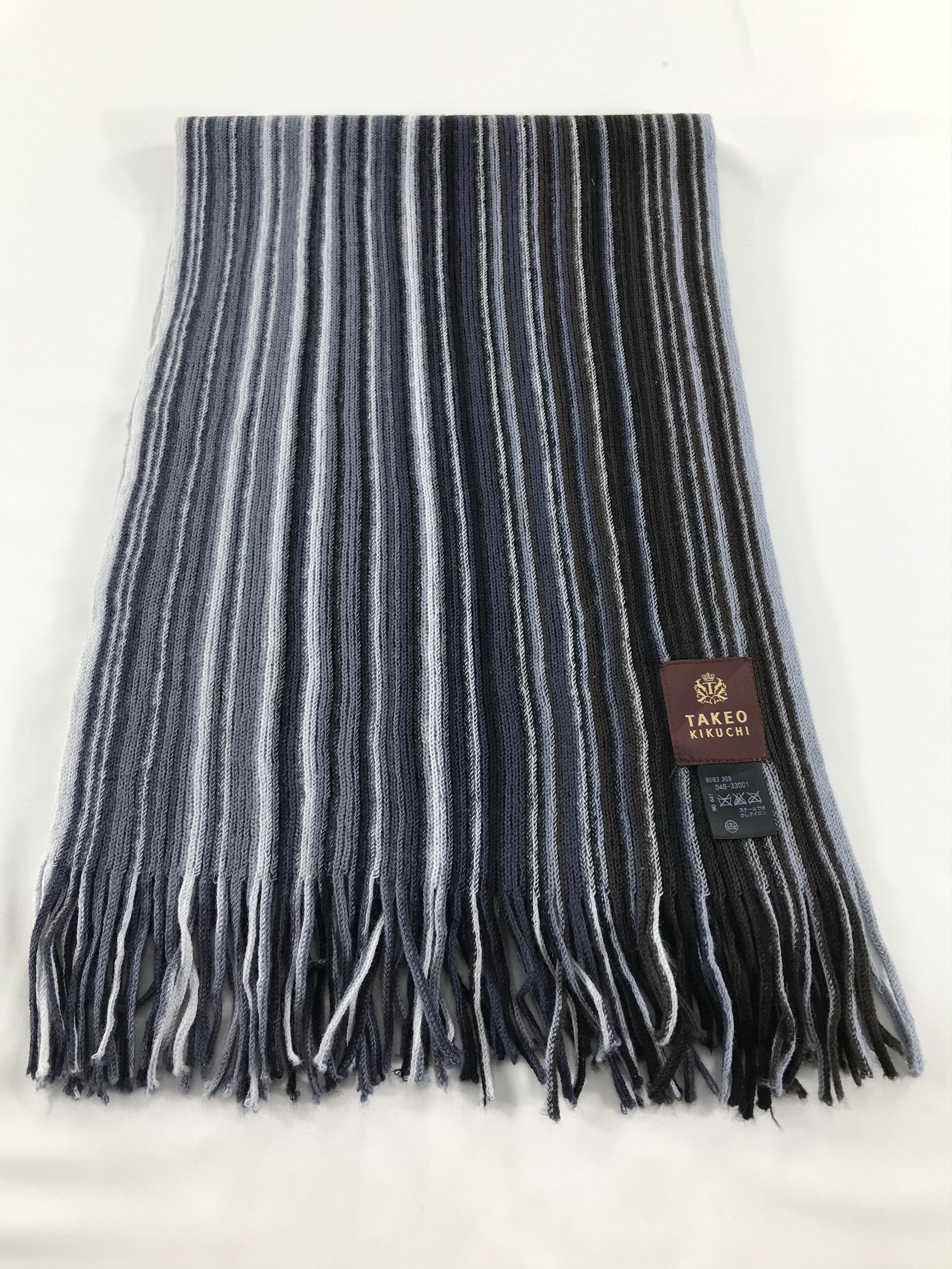 Takeo Kikuchi Takeo Kikuchi Striped Knit Wool Scarf Muffler V311 Size ONE SIZE - 2 Thumbnail