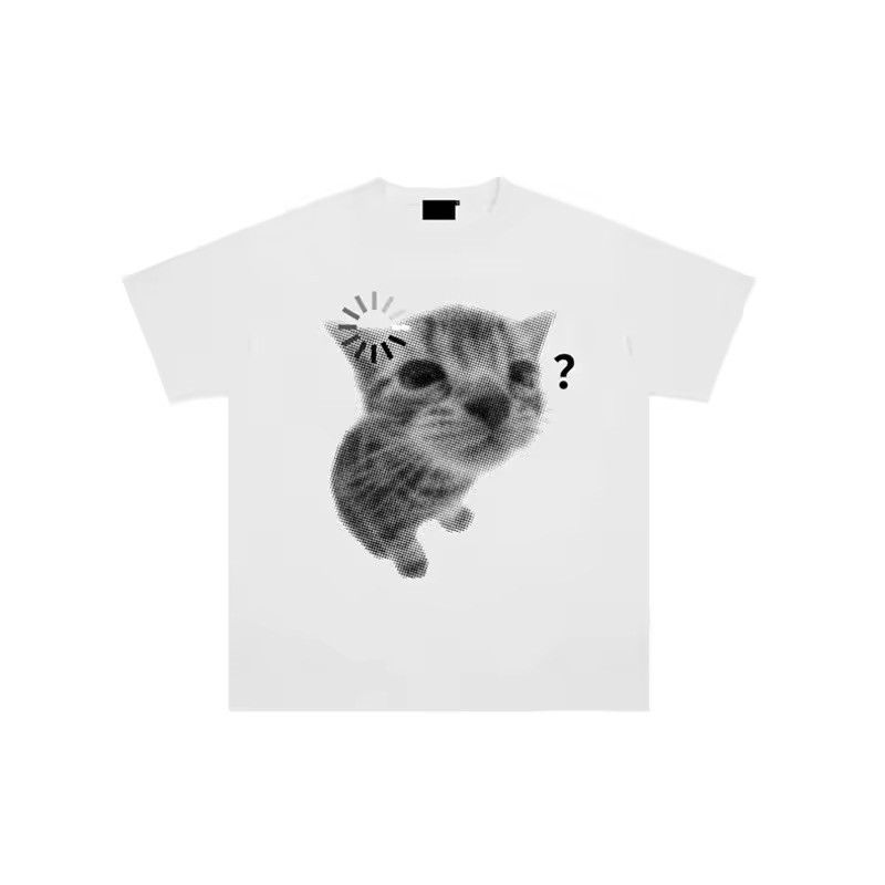 Japanese Brand Korean Harajuku Question Mark Adorable cat Graphic T-Shirt Size US M / EU 48-50 / 2 - 3 Thumbnail