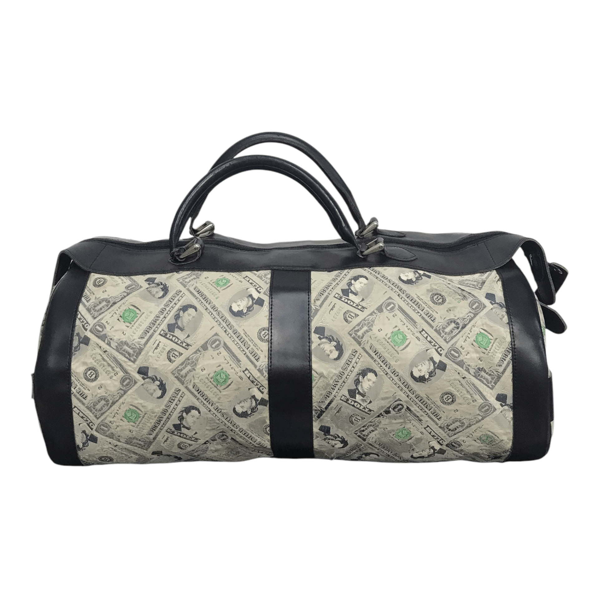 Jeremy Scott × Vintage Vintage Jeremy Scott Printed Money Half Leather Duffle Bag Size ONE SIZE - 9 Thumbnail