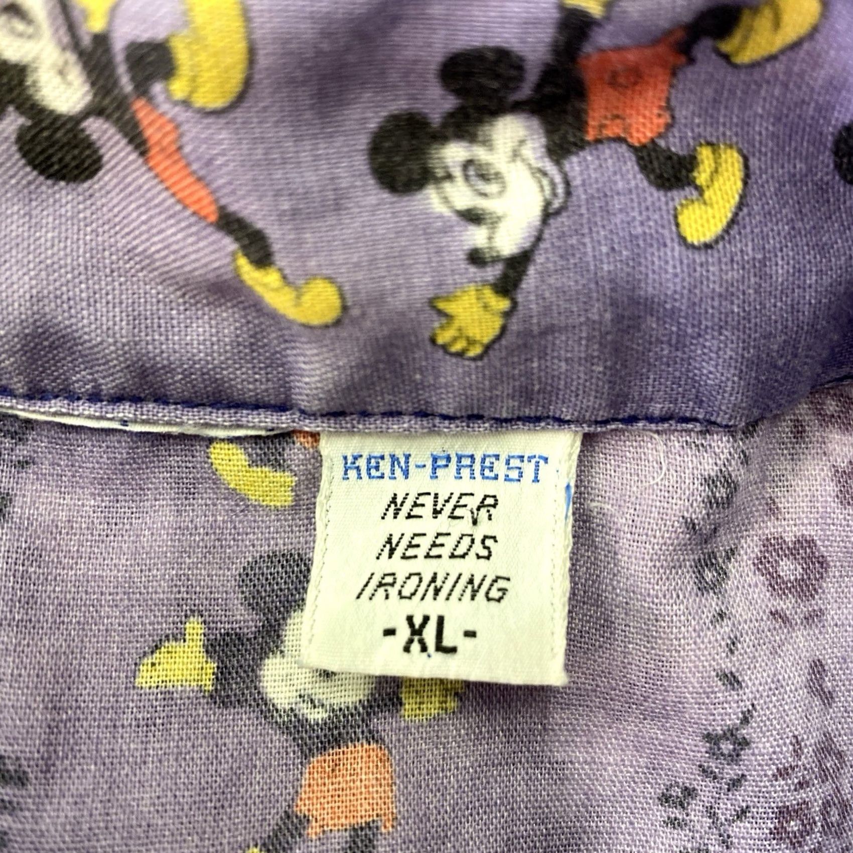 Disney VINTAGE 70s Disney Mickey Mouse Button Up Shirt Mens XL Dagger Collar Purple Polyester Size US XL / EU 56 / 4 - 4 Thumbnail
