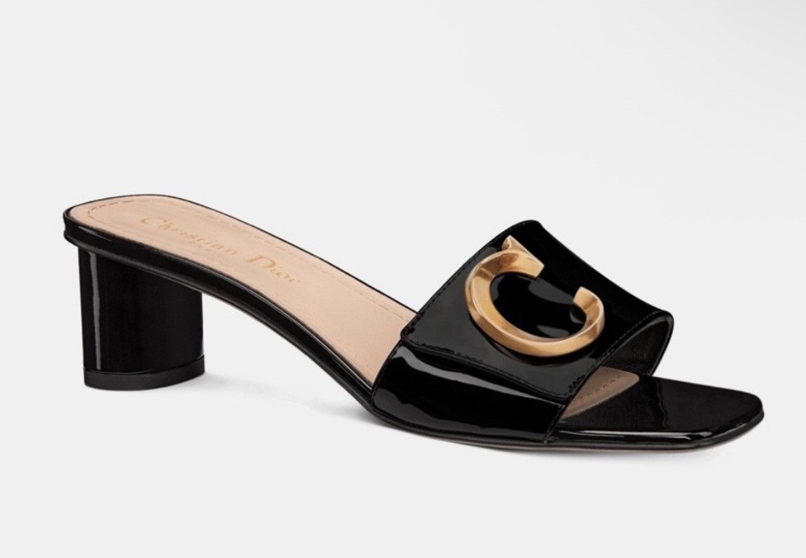 Dior Dior C'EST DIOR HEELED SLIDE Black Patent Calfskin Size US 7 / IT 37 - 1 Thumbnail