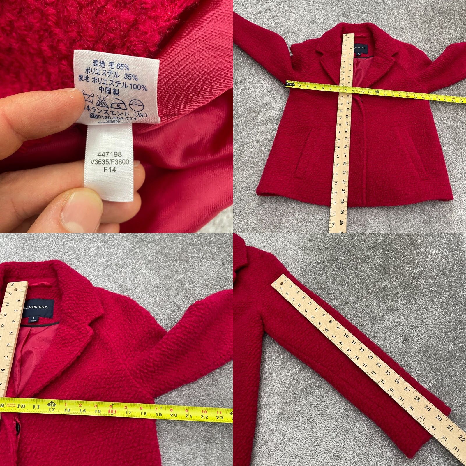 Lands' End Lands' End Blazer Womens 6 Red Lined Single Breasted Workwear Wool Jacket Coat Size M / US 6-8 / IT 42-44 - 8 Thumbnail