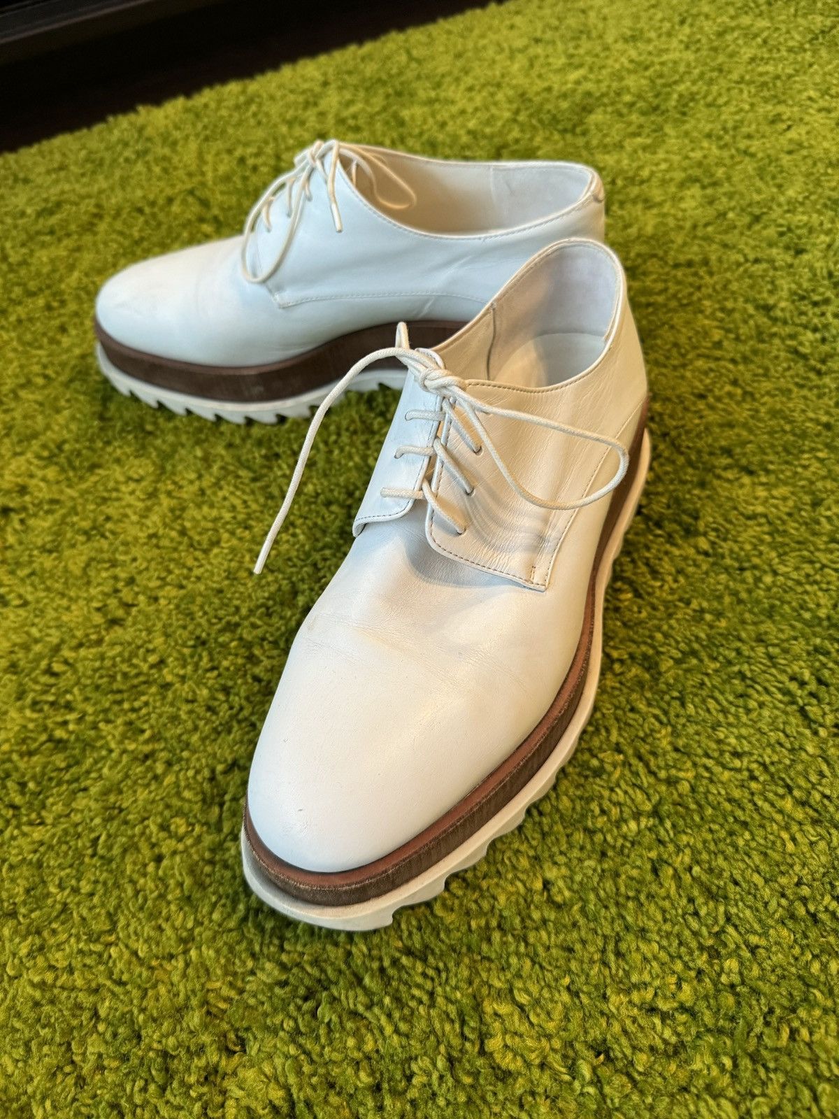 Genuine Leather × Jil Sander Jil Sander avant garde real leather brogues platform shoes Size US 7 / IT 37 - 2 Thumbnail