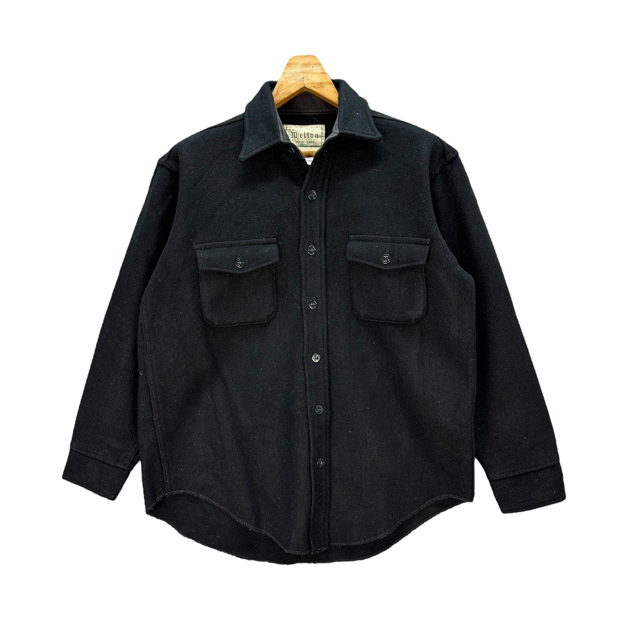 Vintage Vintage 80's MELTON Made in Usa Wool Flannel Jacket #A4-0101 Size US L / EU 52-54 / 3 - 1 Thumbnail