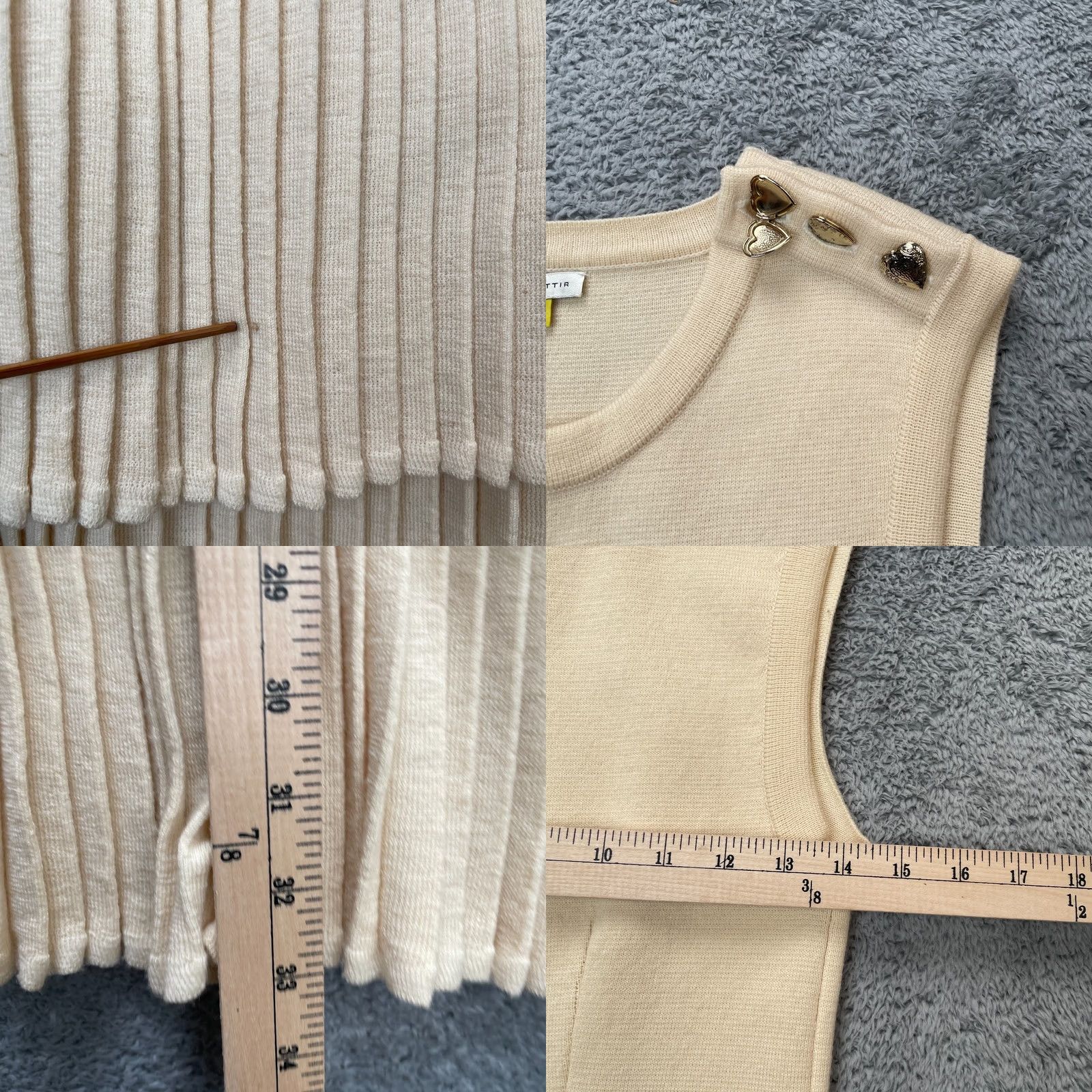 Anthropologie VINTAGE Anthropologie Dress Womens Small Beige Leifsdottir Wool Knit Sleeveless Zip Collarless Lightweight Lined Short 90s City Classic Preppy Womens Size S / US 4 / IT 40 - 8 Thumbnail