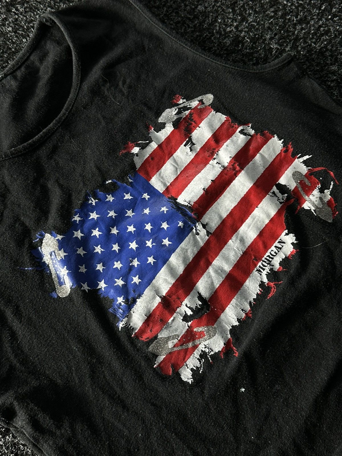 Vintage ❗️90s USA American Flag Scroll Logo Tank Top Black big logo Size M / US 6-8 / IT 42-44 - 3 Thumbnail